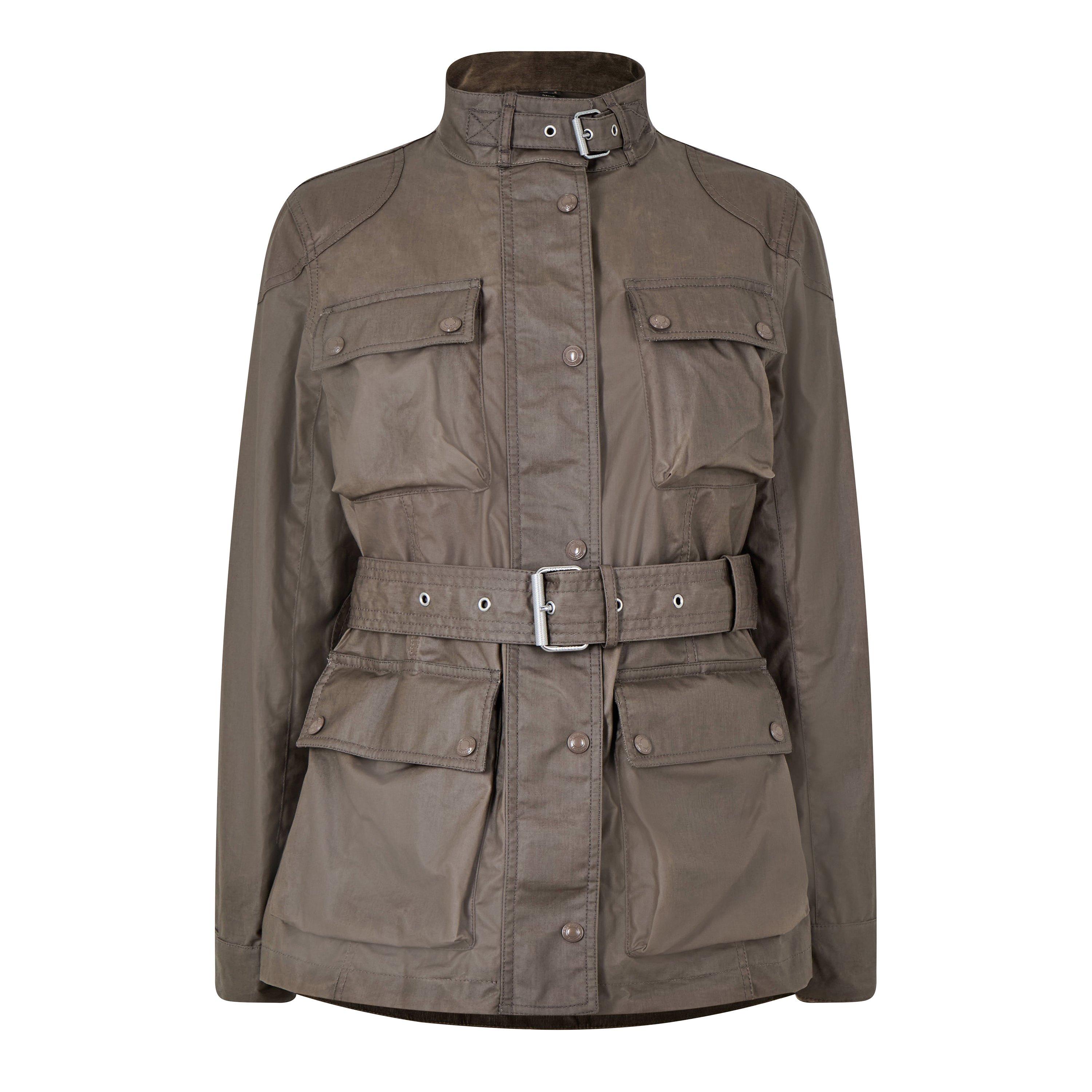 Dark Pumice - Belstaff - Women's Trialmaster Waxed Cotton Long Sleeve Wax Jacket - 1