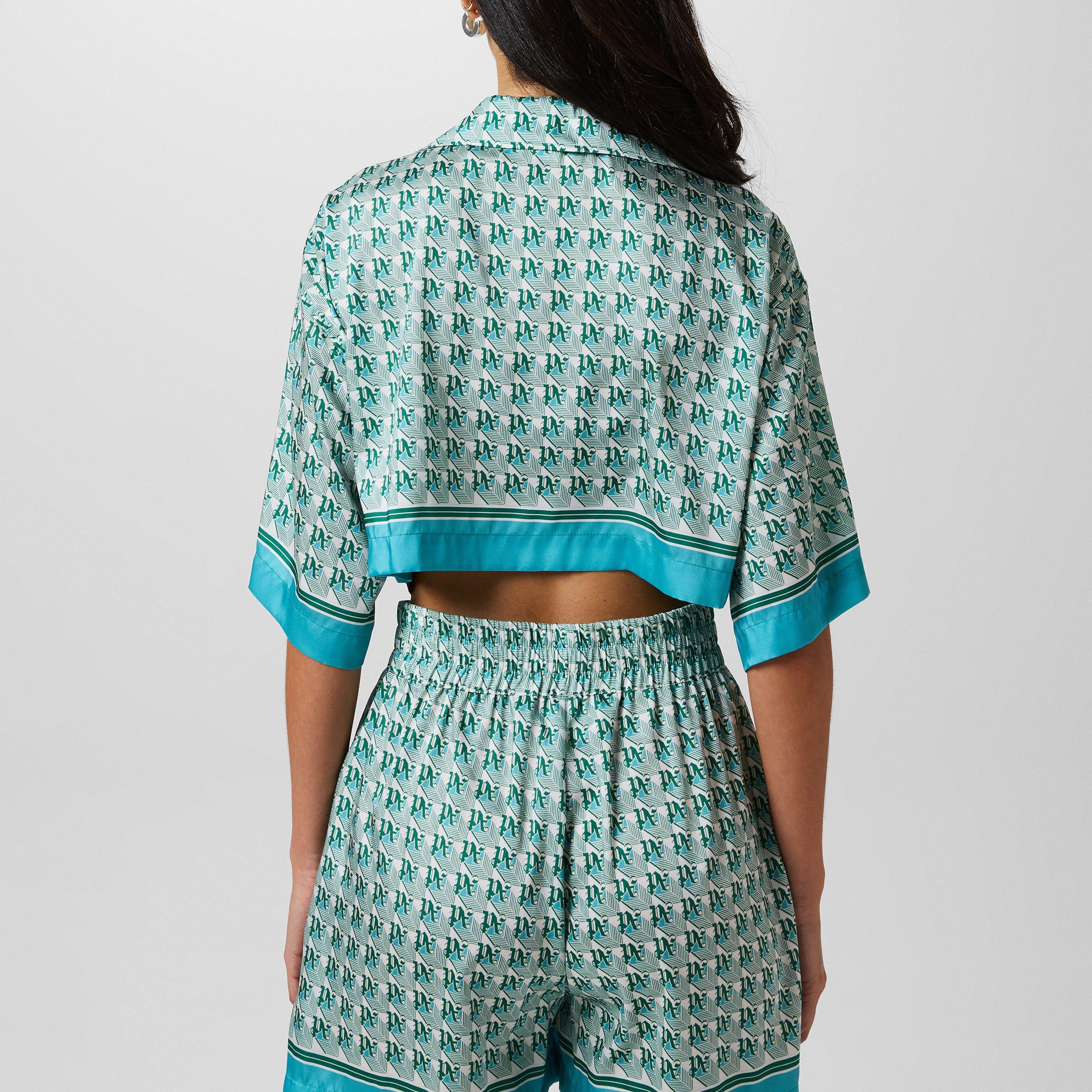 Green - Palm Angels - Diamond Cropped Shirt - 3