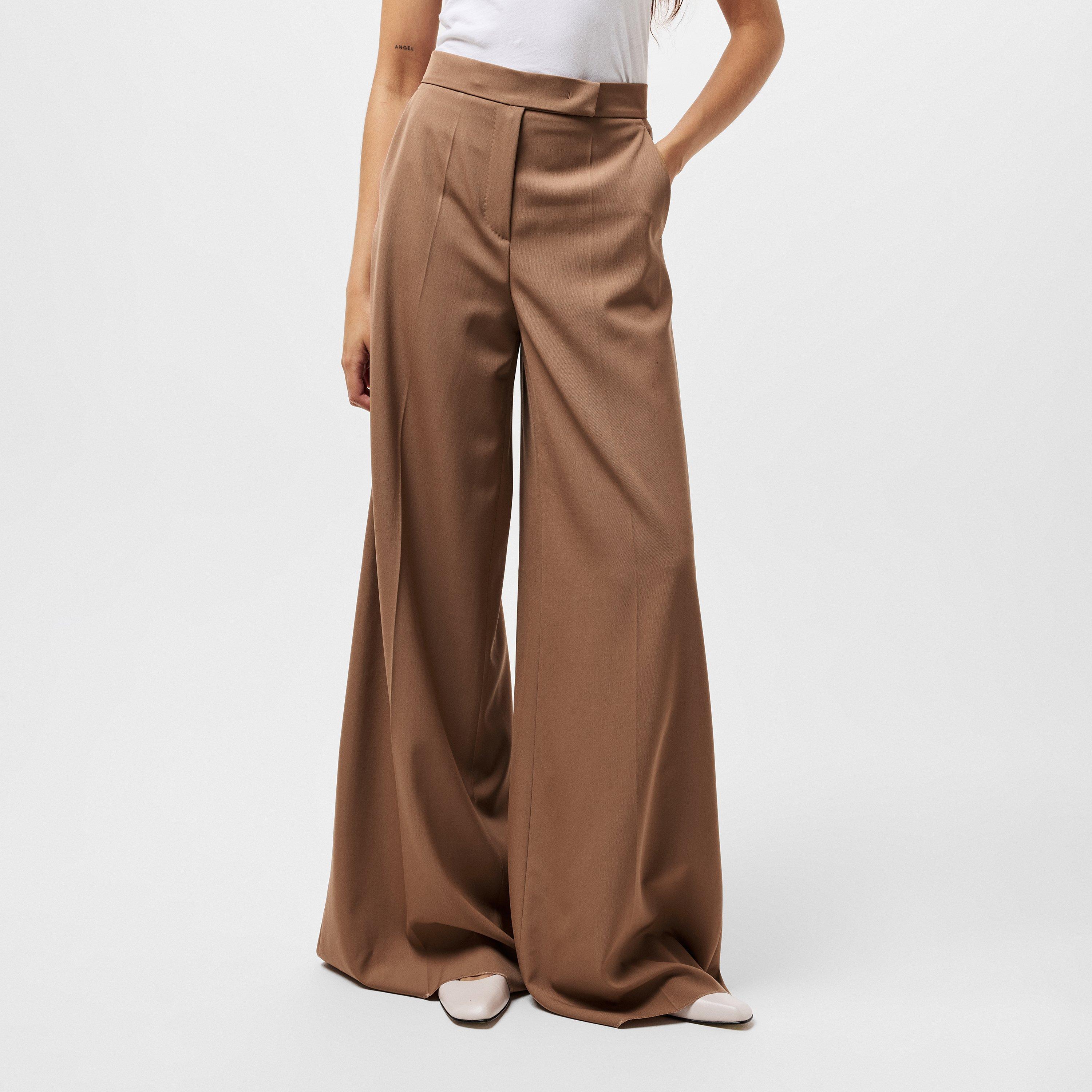 Camel - Max Mara - Women's Ninfa Gabardine Wide Leg Trousers - 3