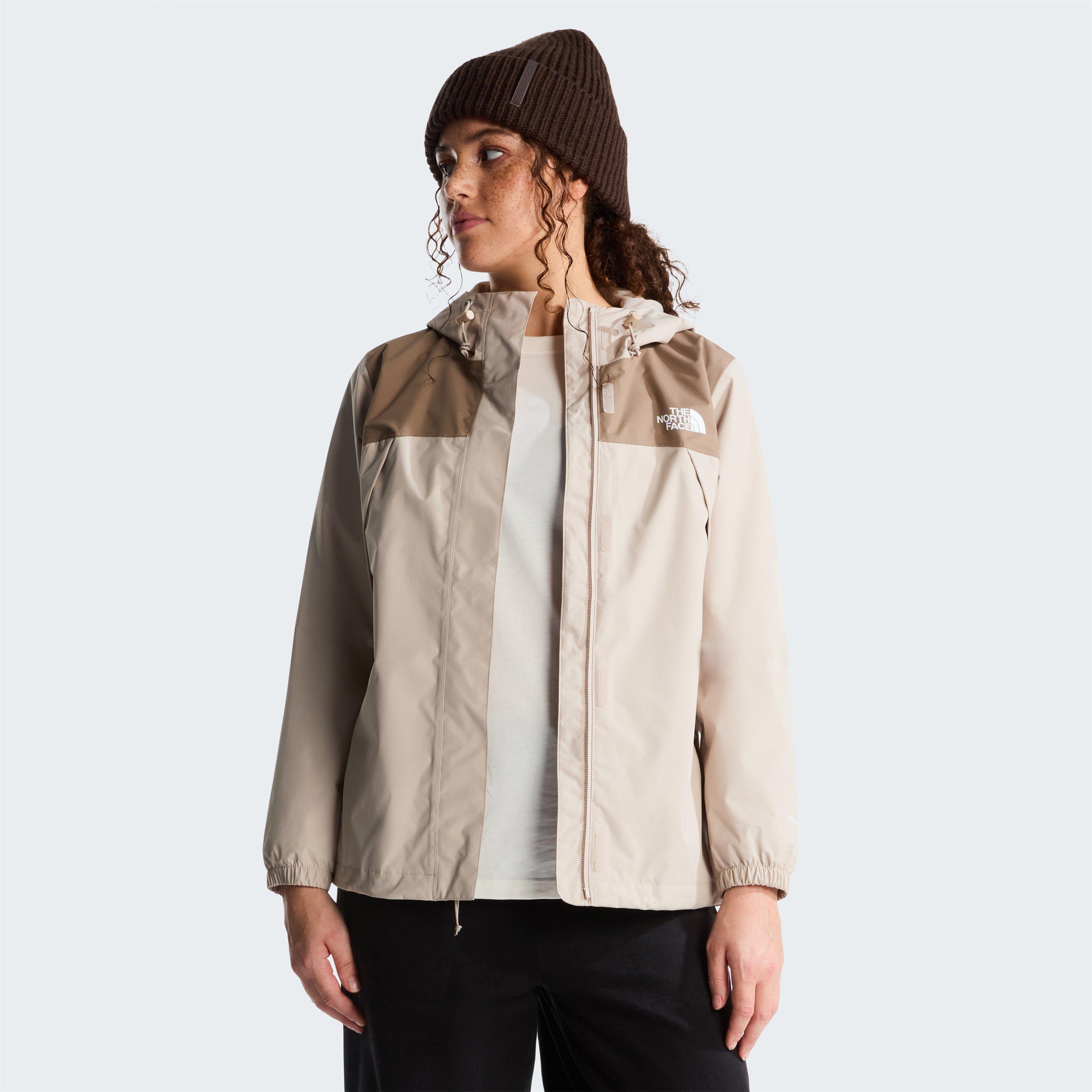 Taupe/Garnet - The North Face - Womens Antora DryVent Hooded Long Sleeve Waterproof Jacket - 3