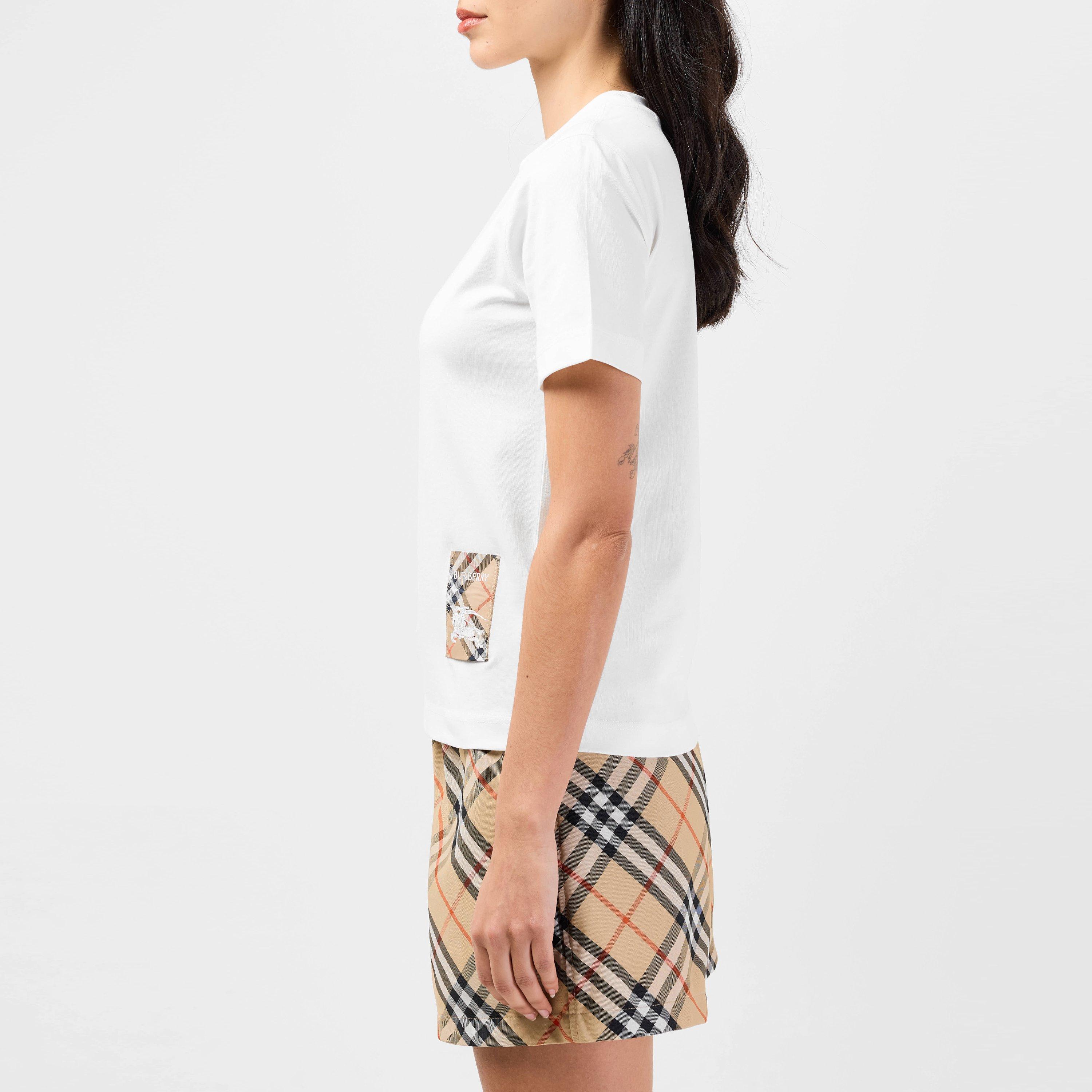 Chalk - Burberry - Check Label Patch T-Shirt - 2