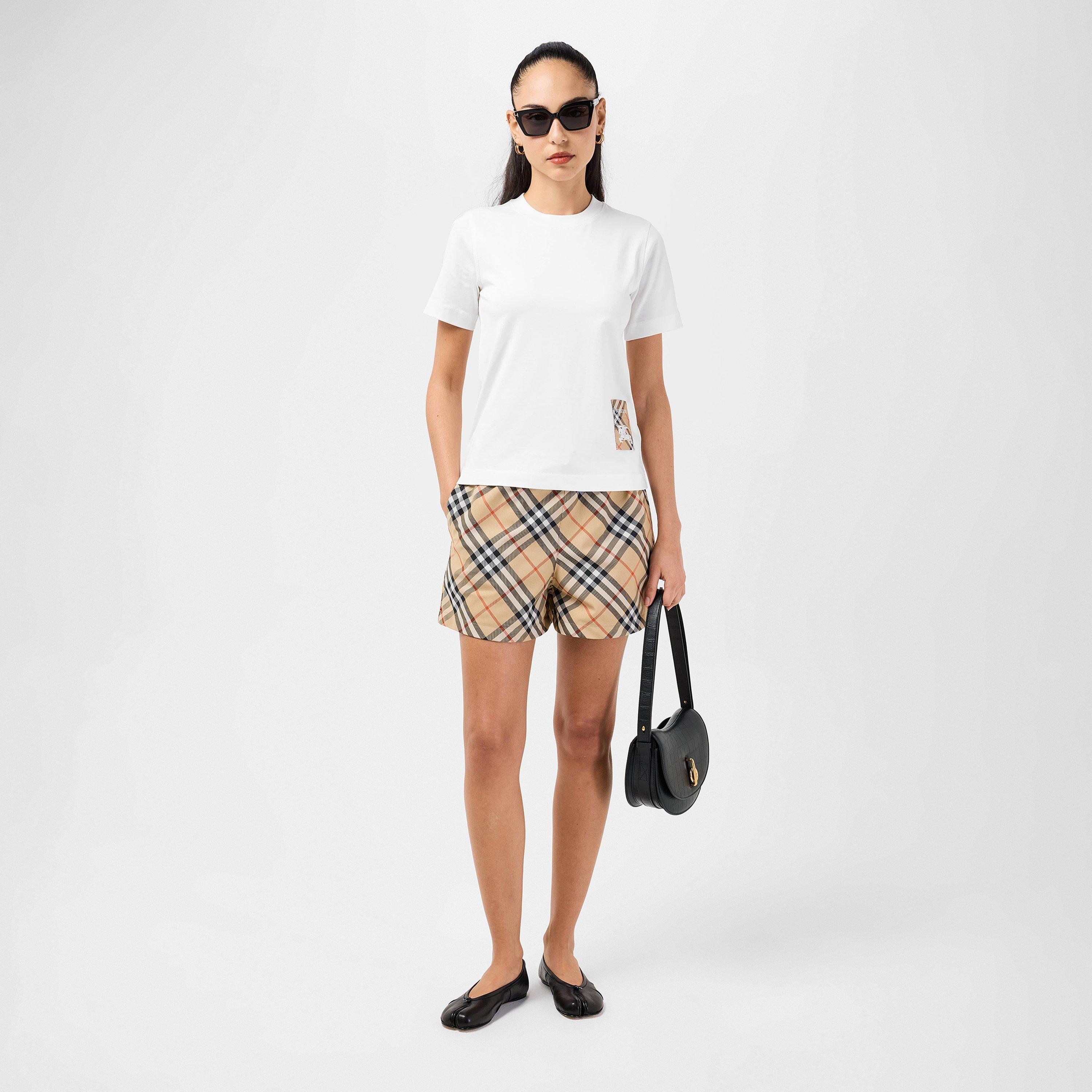 Chalk - Burberry - Check Label Patch T-Shirt - 4