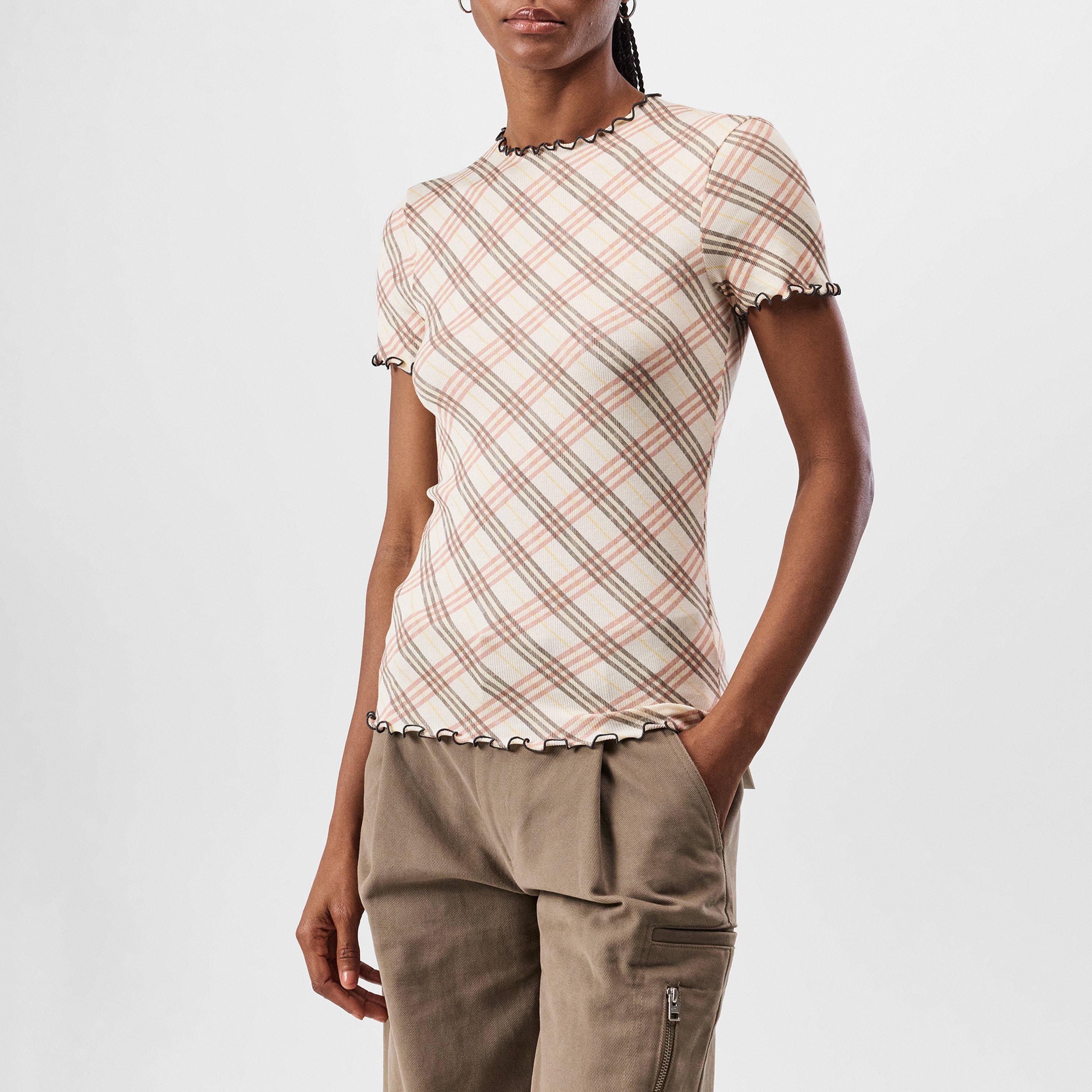 Burberry Check T-Shirt - Teacup - Size 10 (S)