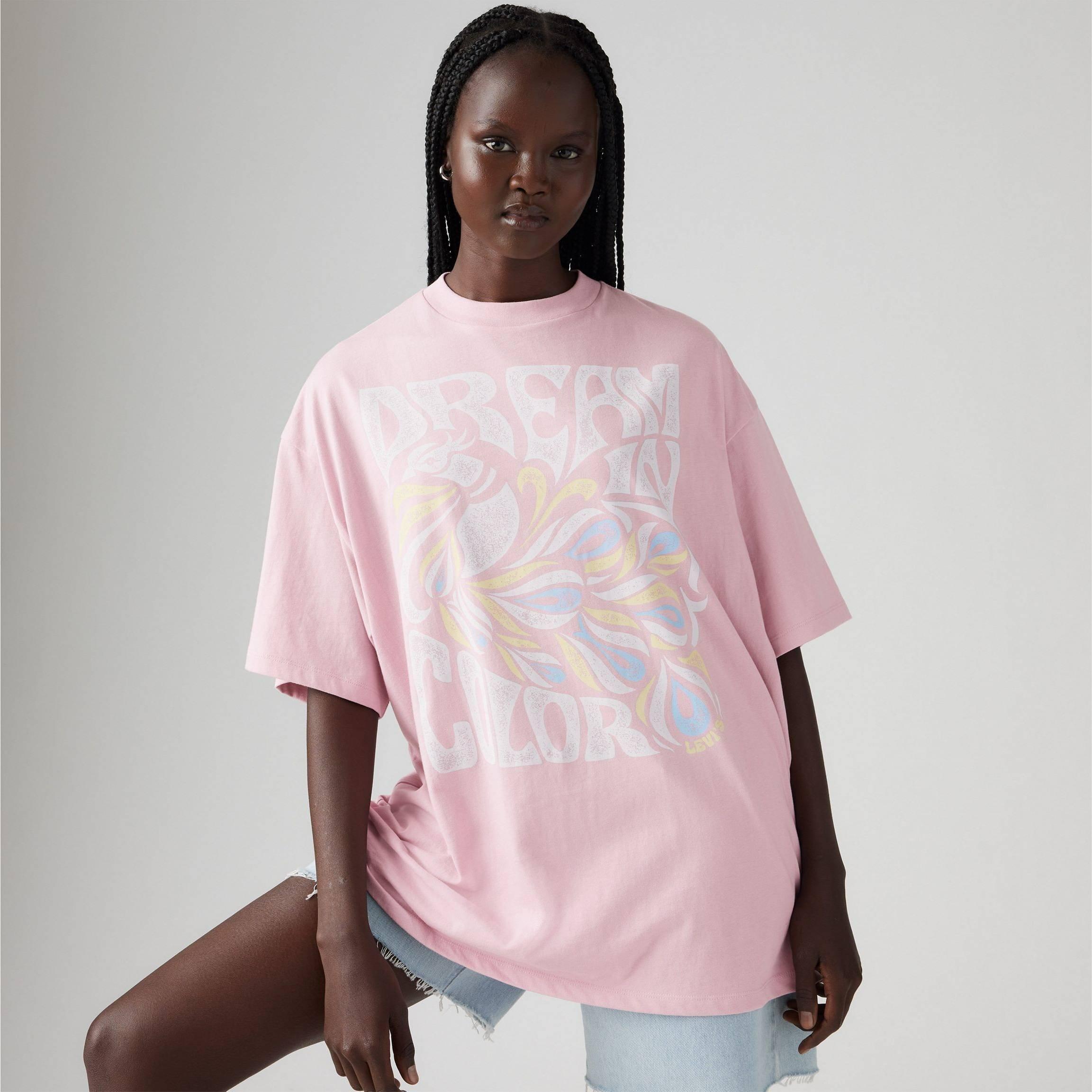 Fragrant Lilac - Levis - Women's Graphic Short Stack Oversized T-Shirt - 2