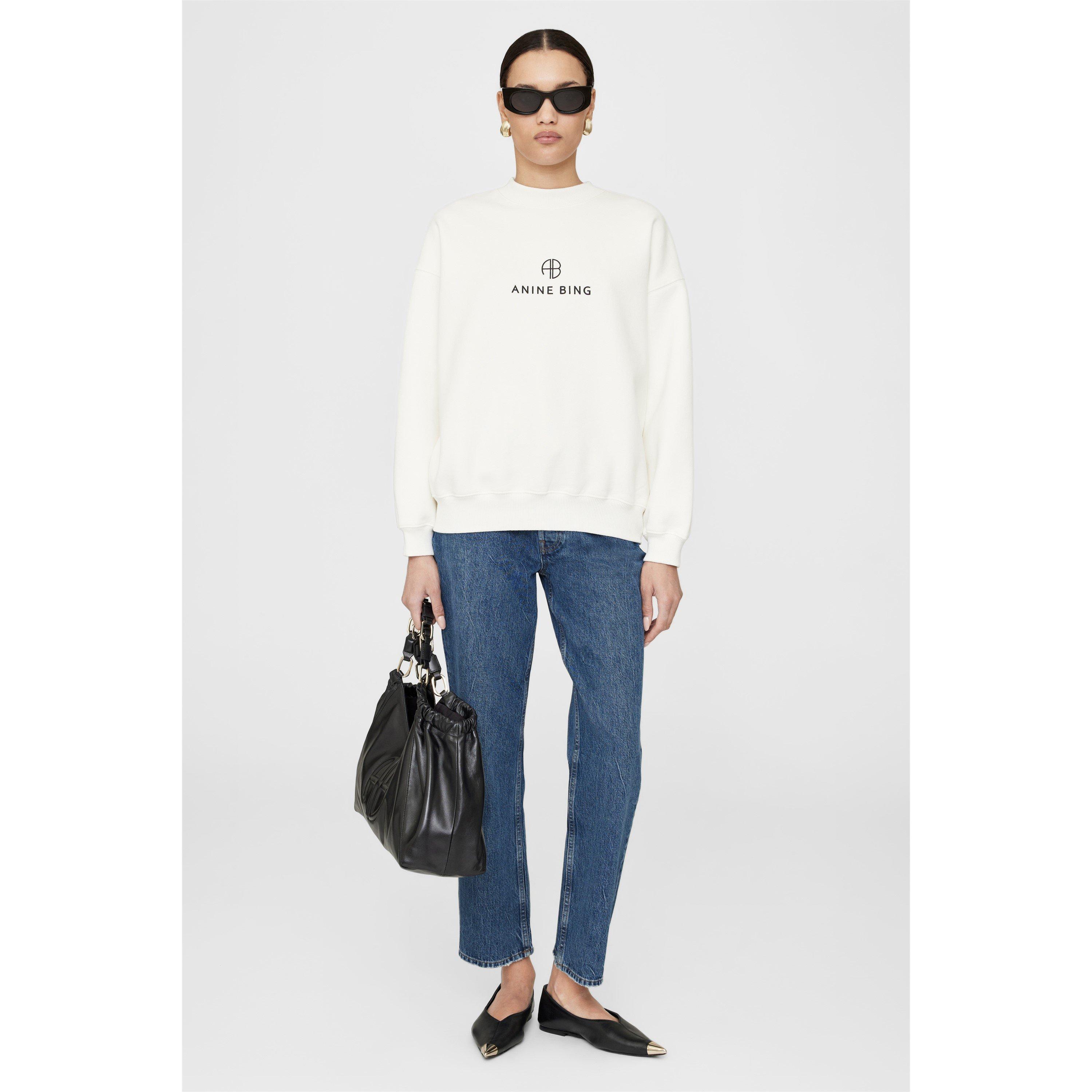 Ivory - Anine Bing - Jaci Monogram Sweatshirt - 5