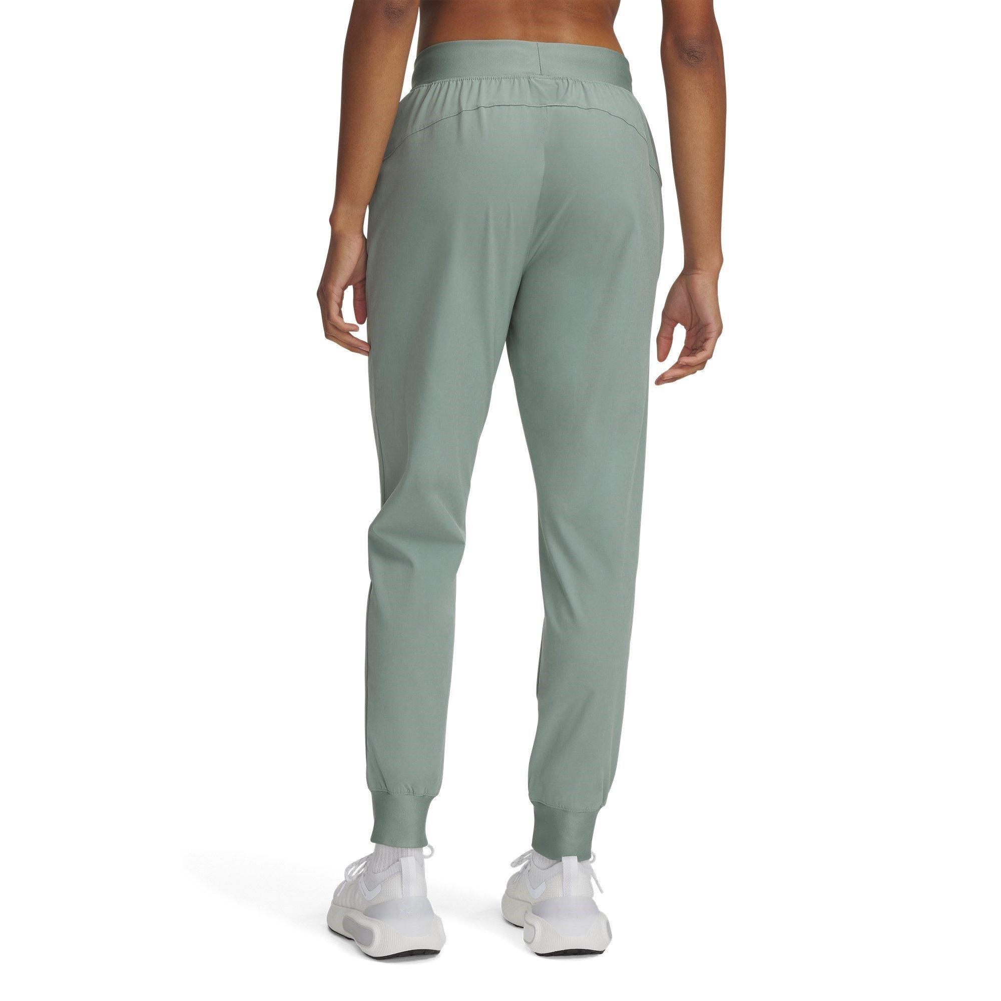 Green/White - Under Armour - Women's Rival High-Rise Closed Hem Woven Jogger - 2