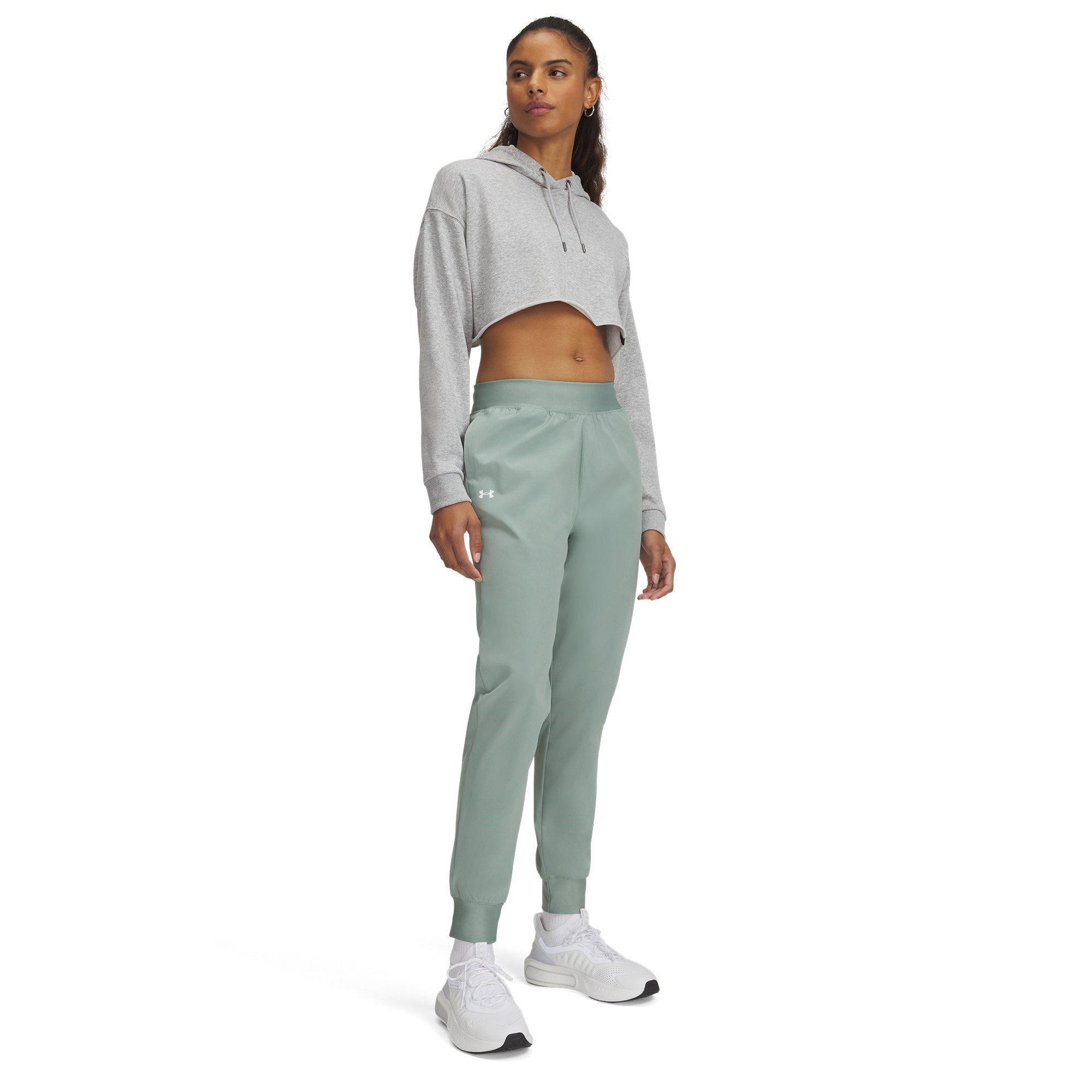 Green/White - Under Armour - Women's Rival High-Rise Closed Hem Woven Jogger - 3