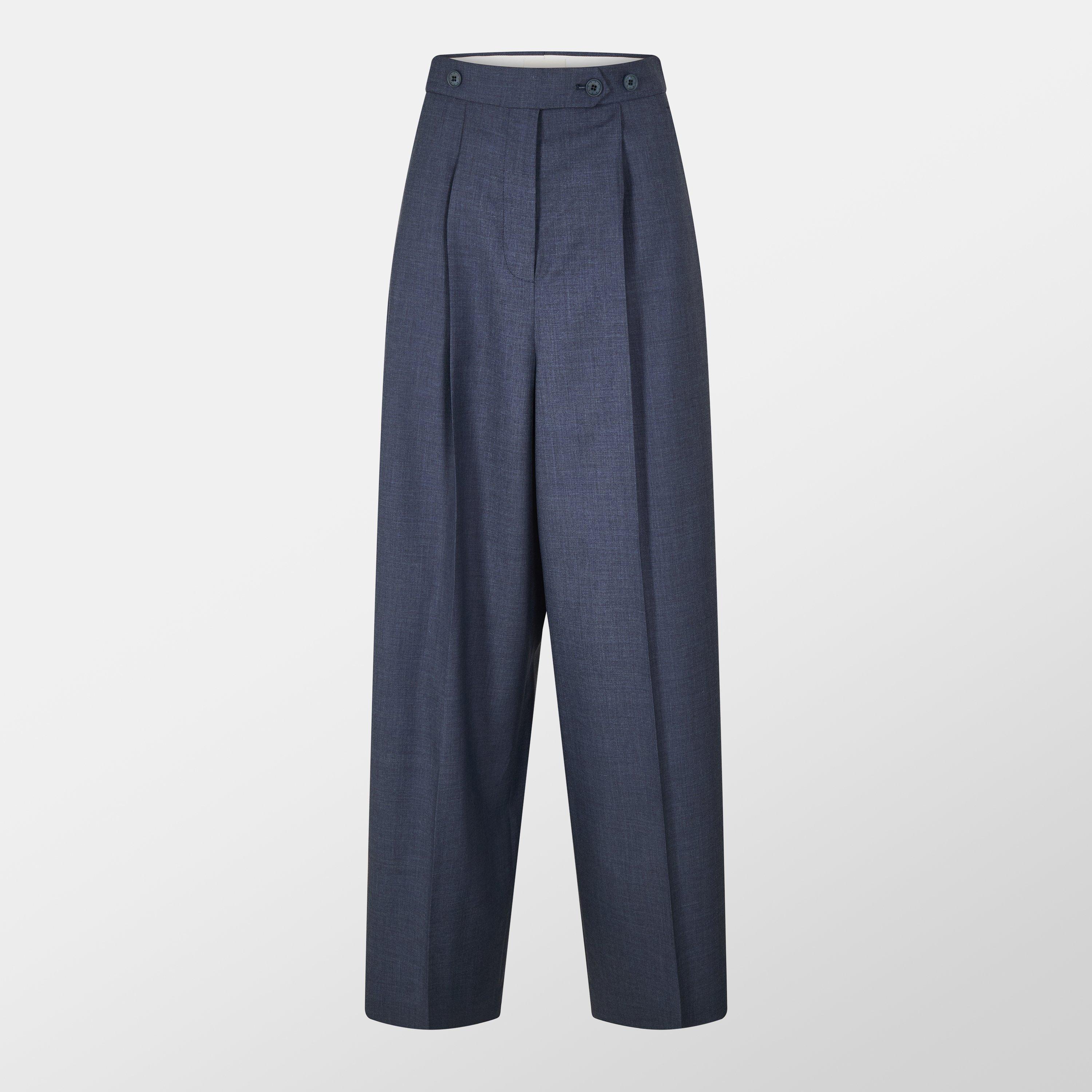 GIVENCHY Pleated Trousers - Denim Blue - Size 12 (40)