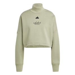 adidas Signature Graphic Embroidery Fleece Crop Sweatshirt Womens