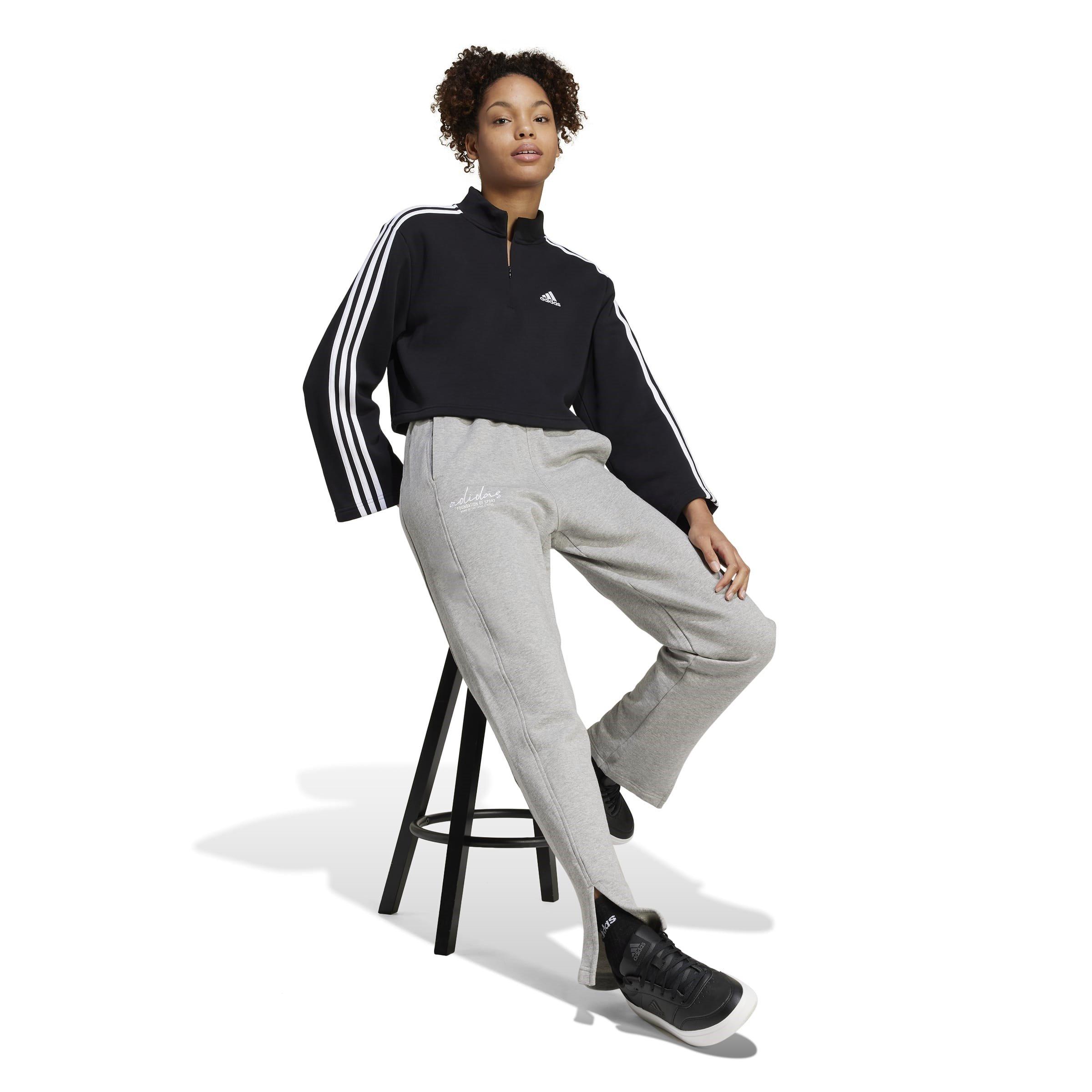 Cinza Médio Heath - adidas - Signature Graphic Embroidery French Terry Straight Leg Joggers - 4