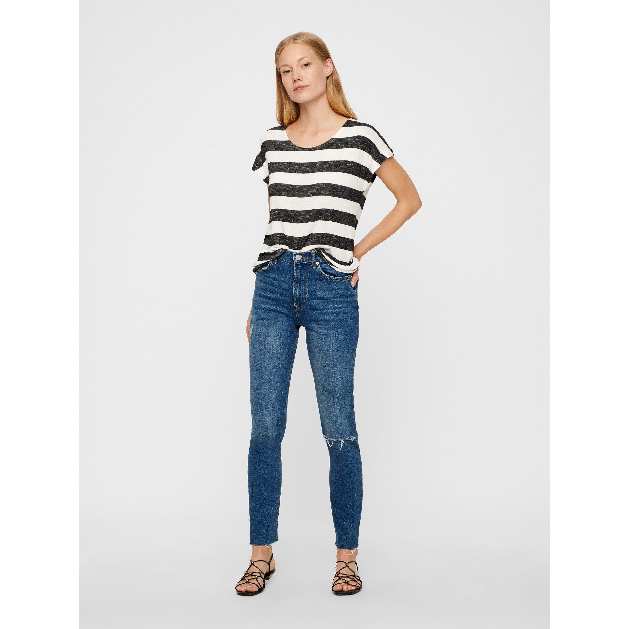 Snow White - Vero Moda - Women's Stripe Regular Fit T-Shirt - 3