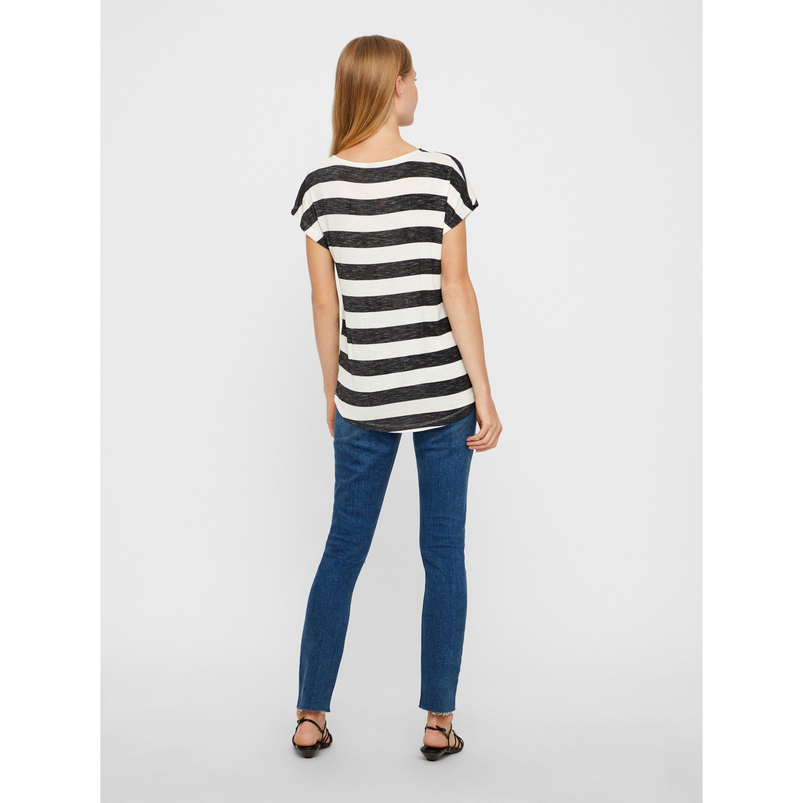Snow White - Vero Moda - Women's Stripe Regular Fit T-Shirt - 4