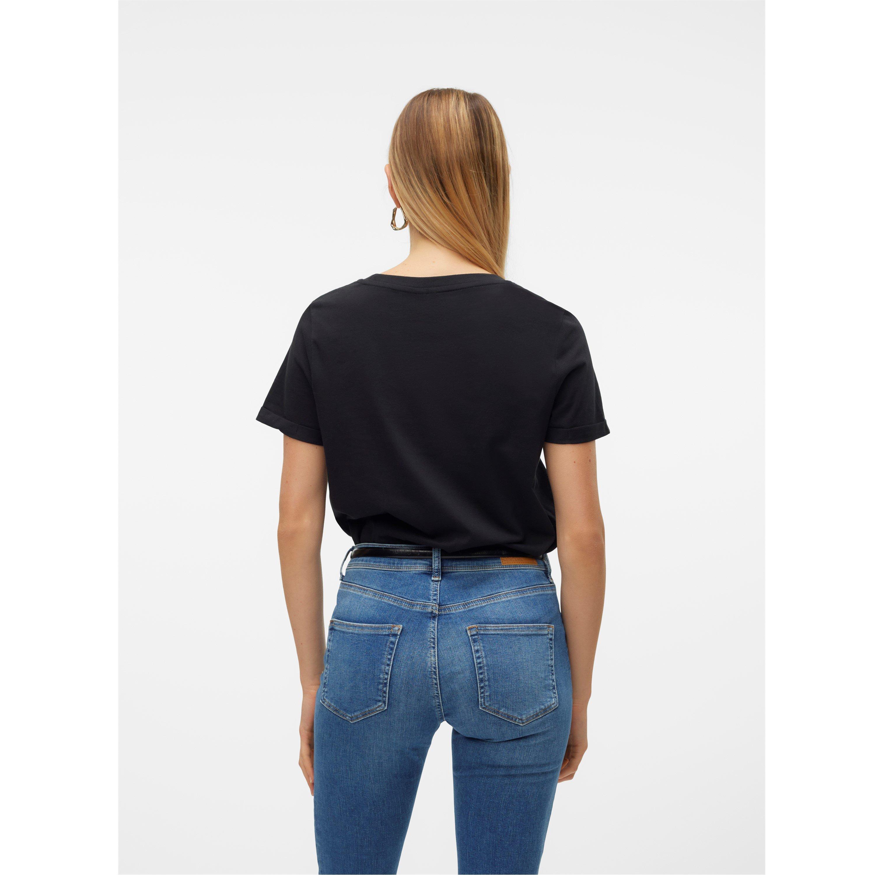 Crna - Vero Moda - Women's Paula Regular Fit T-Shirt - 4