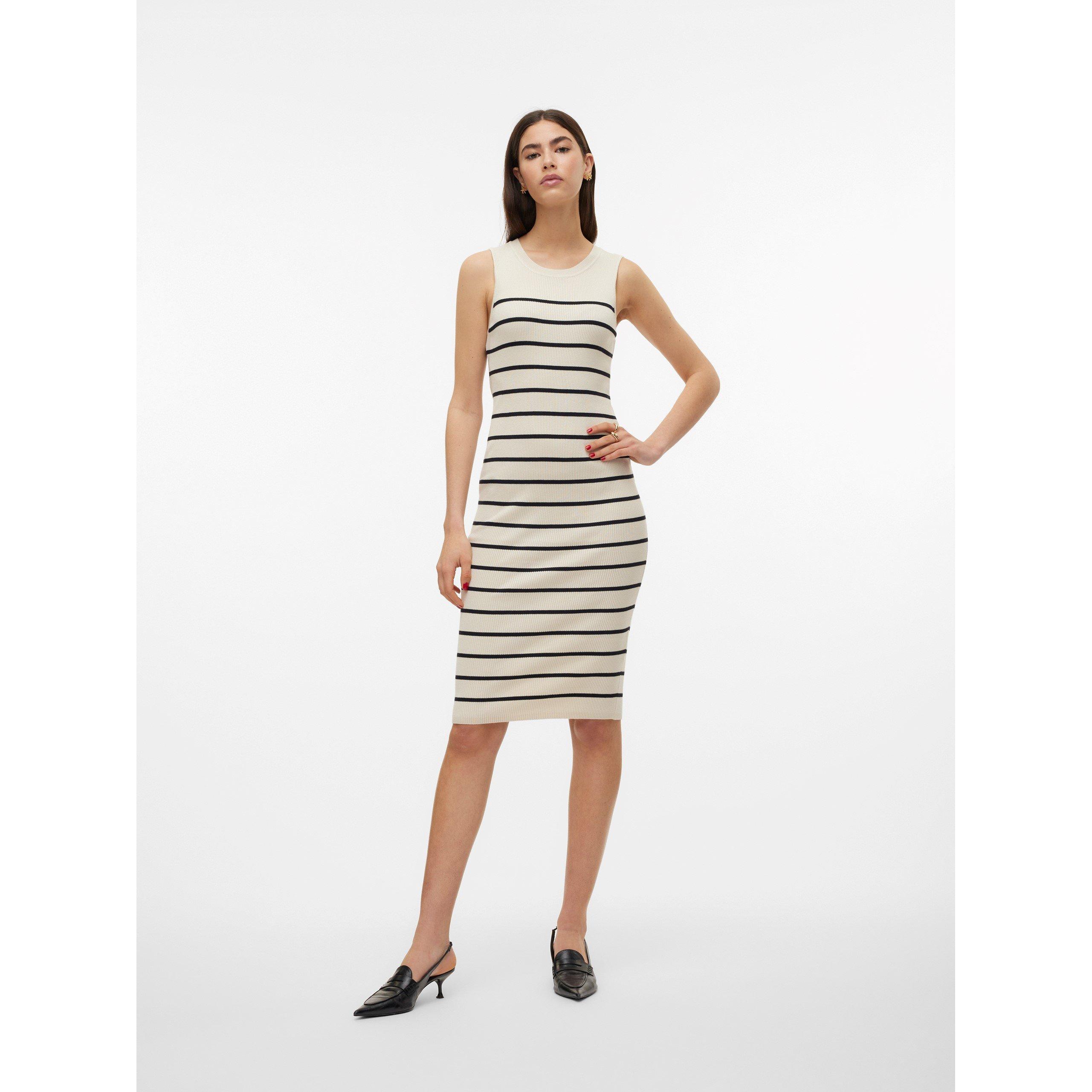 Birch/Stripes - Vero Moda - Women's Knitted Jumper Dress - 2
