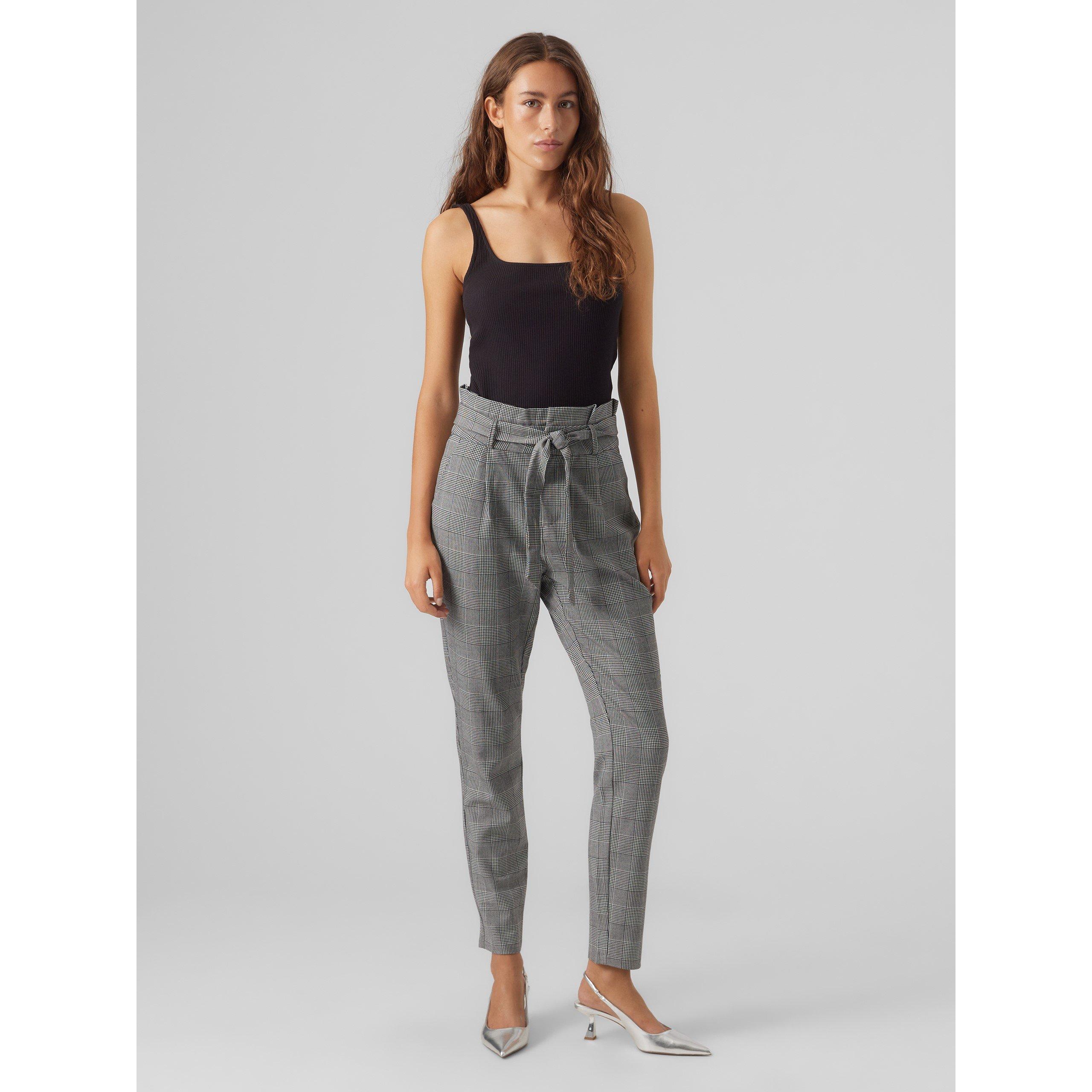 VERO MODA Slim fit Pleat-Front Pants 'Eva' in Mottled Grey | ABOUT YOU