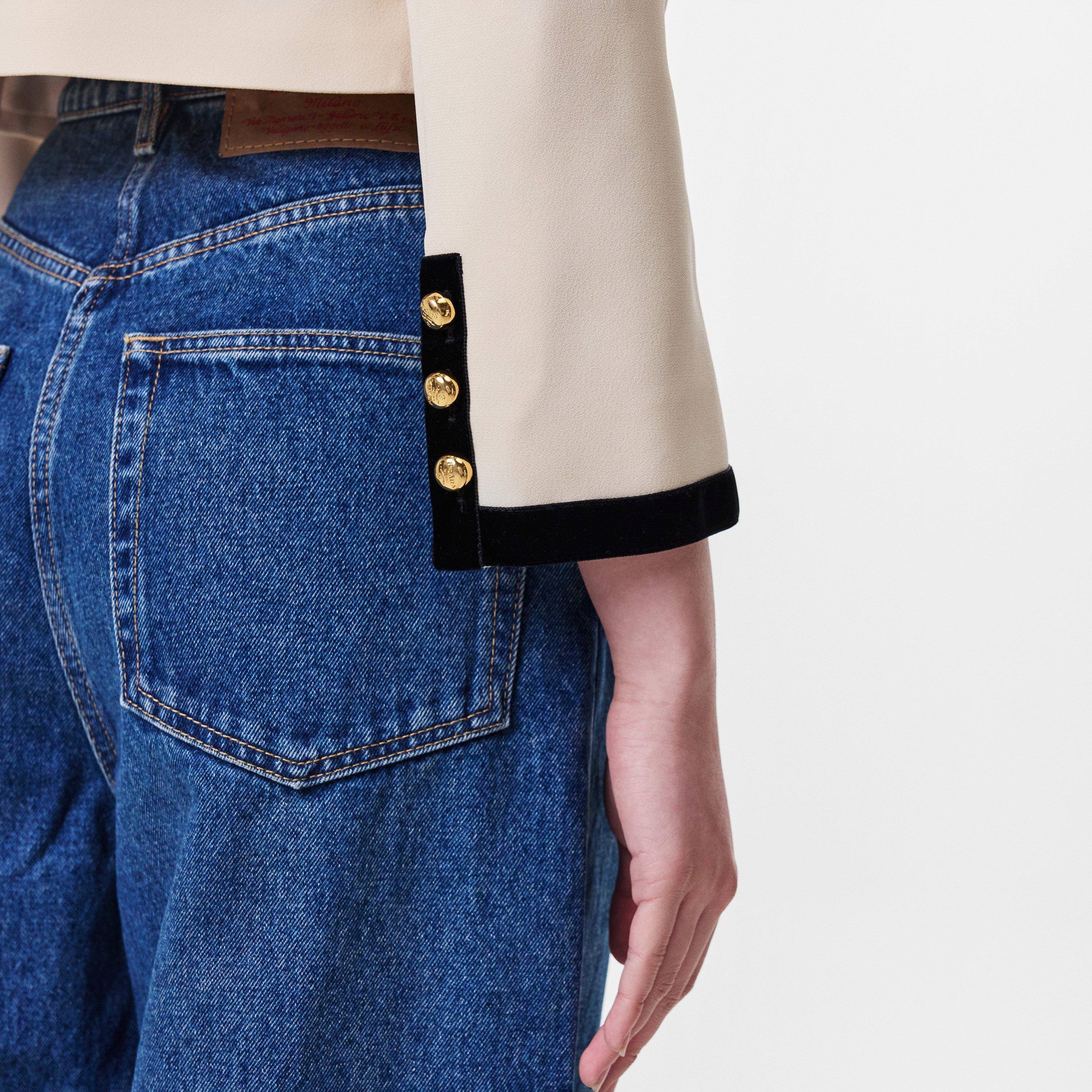 Naturale - Prada - Women's Single-Breasted Compact Sable Viscose Cropped Long Sleeve Overcoat - 5