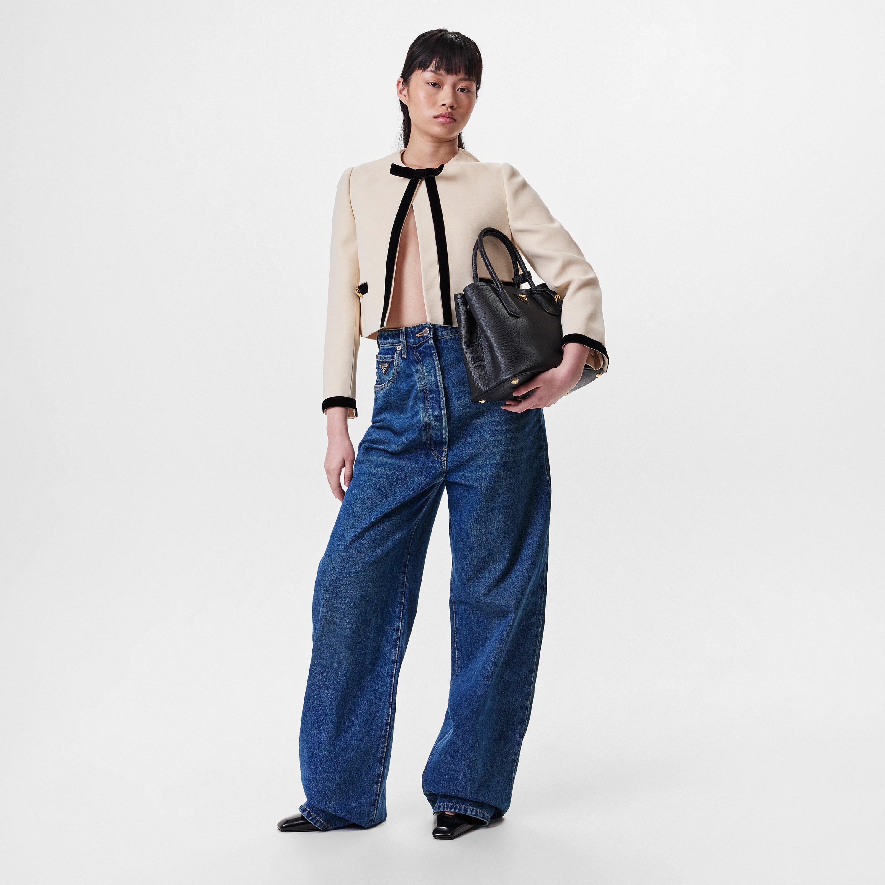 Naturale - Prada - Women's Single-Breasted Compact Sable Viscose Cropped Long Sleeve Overcoat - 6