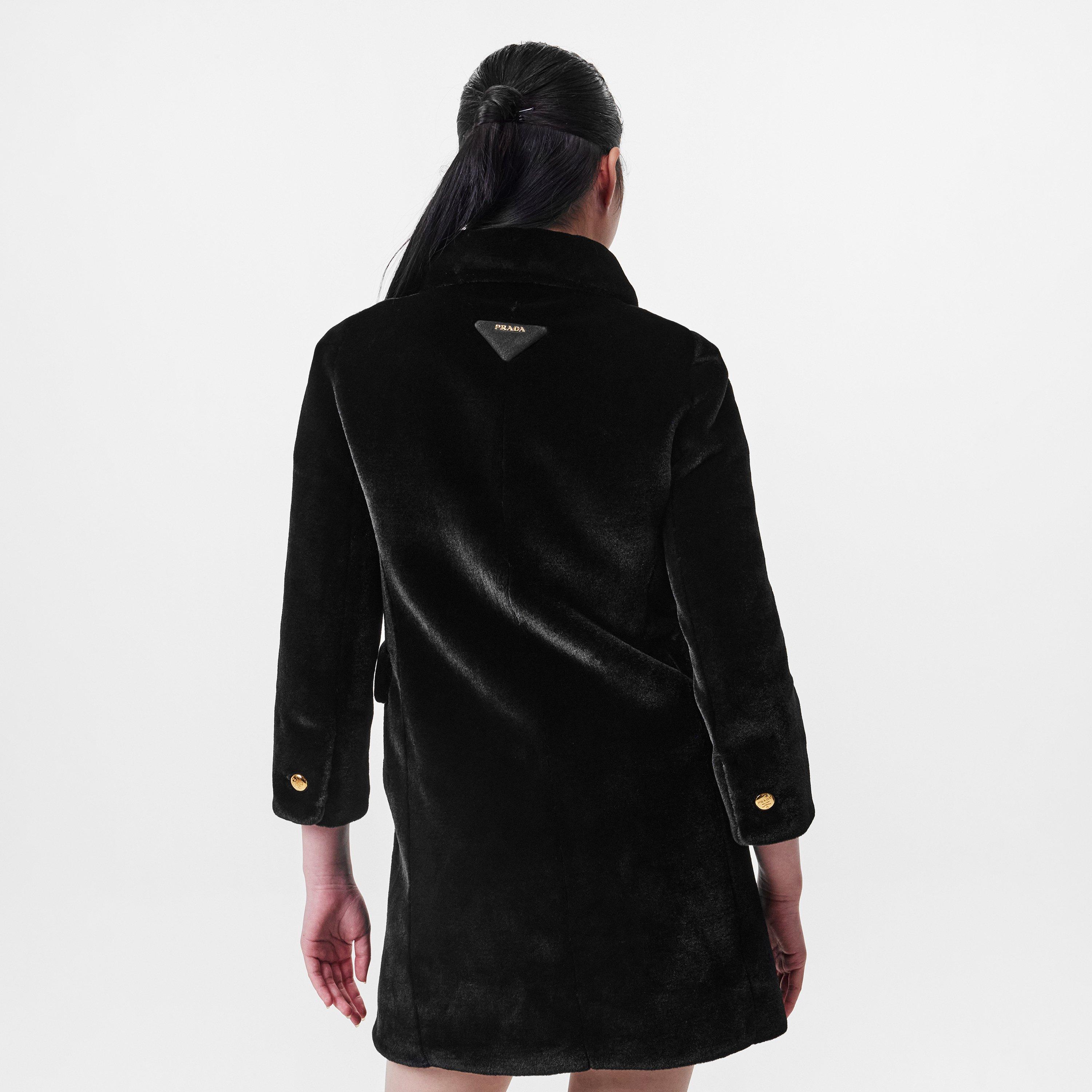 Nero - Prada - Women's Aspen Double-Breasted Long Sleeve Faux Fur Coat - 4