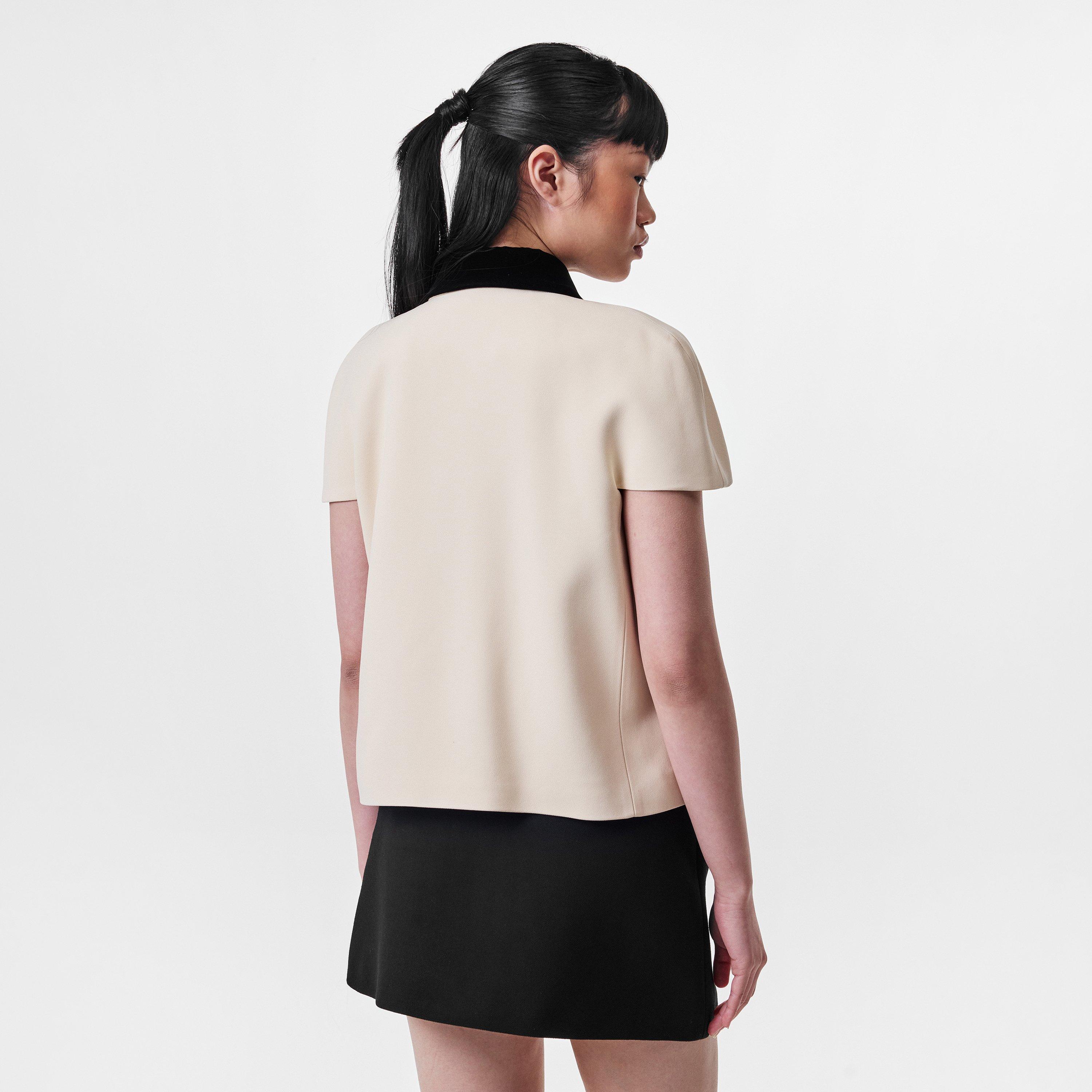 Naturale - Prada - Women's Compact Short Sleeve Acetate Overcoat - 4