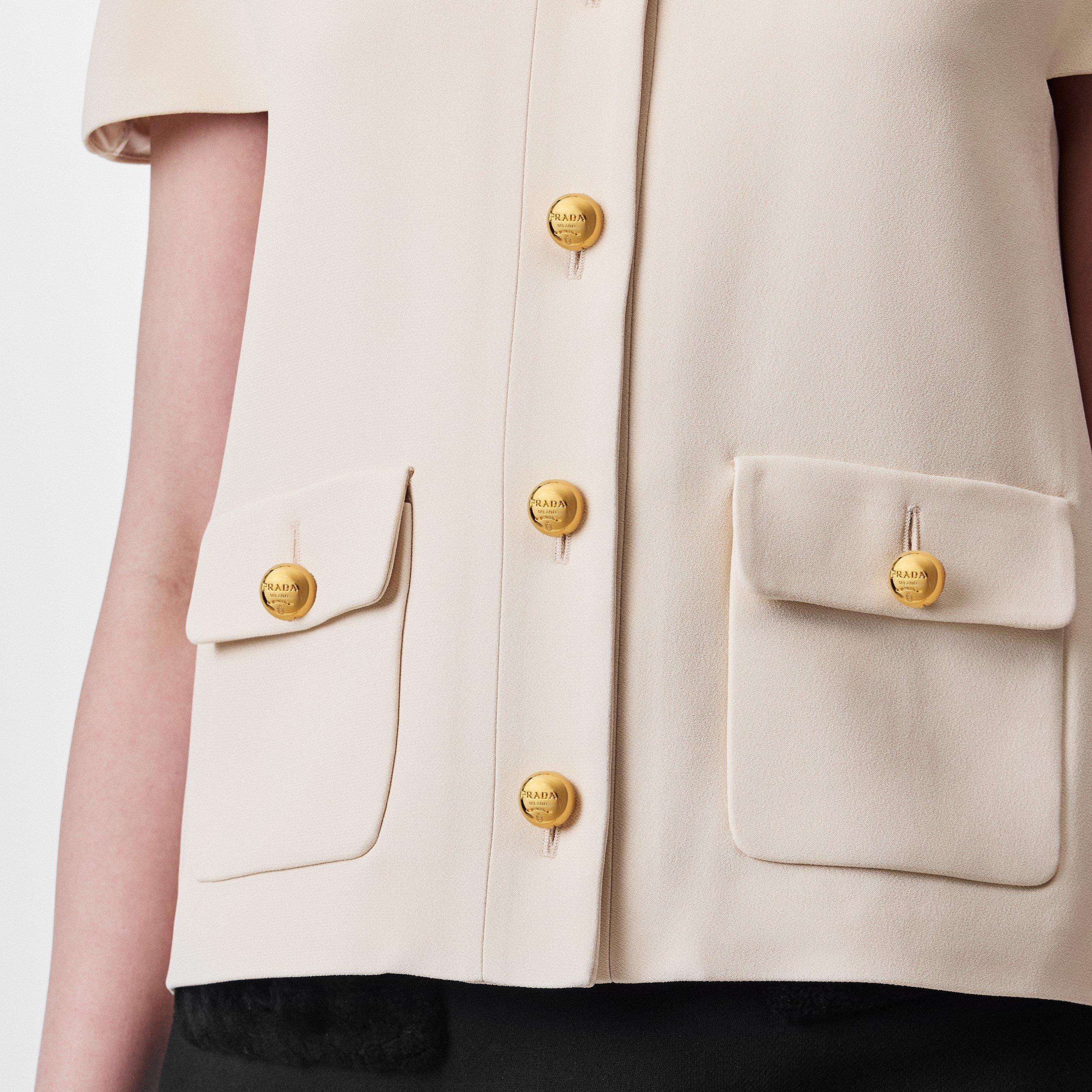 Naturale - Prada - Women's Compact Short Sleeve Acetate Overcoat - 5