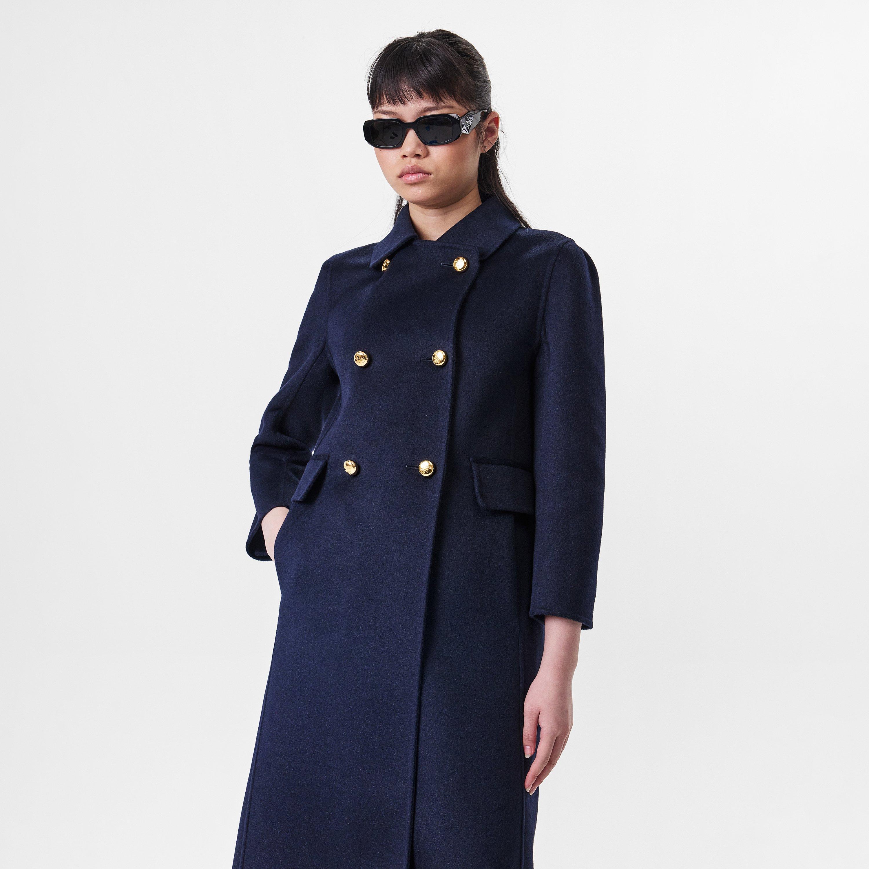 Bleu - Prada - Women's Cash Cashmere Calf Length Long Sleeve Overcoat - 3