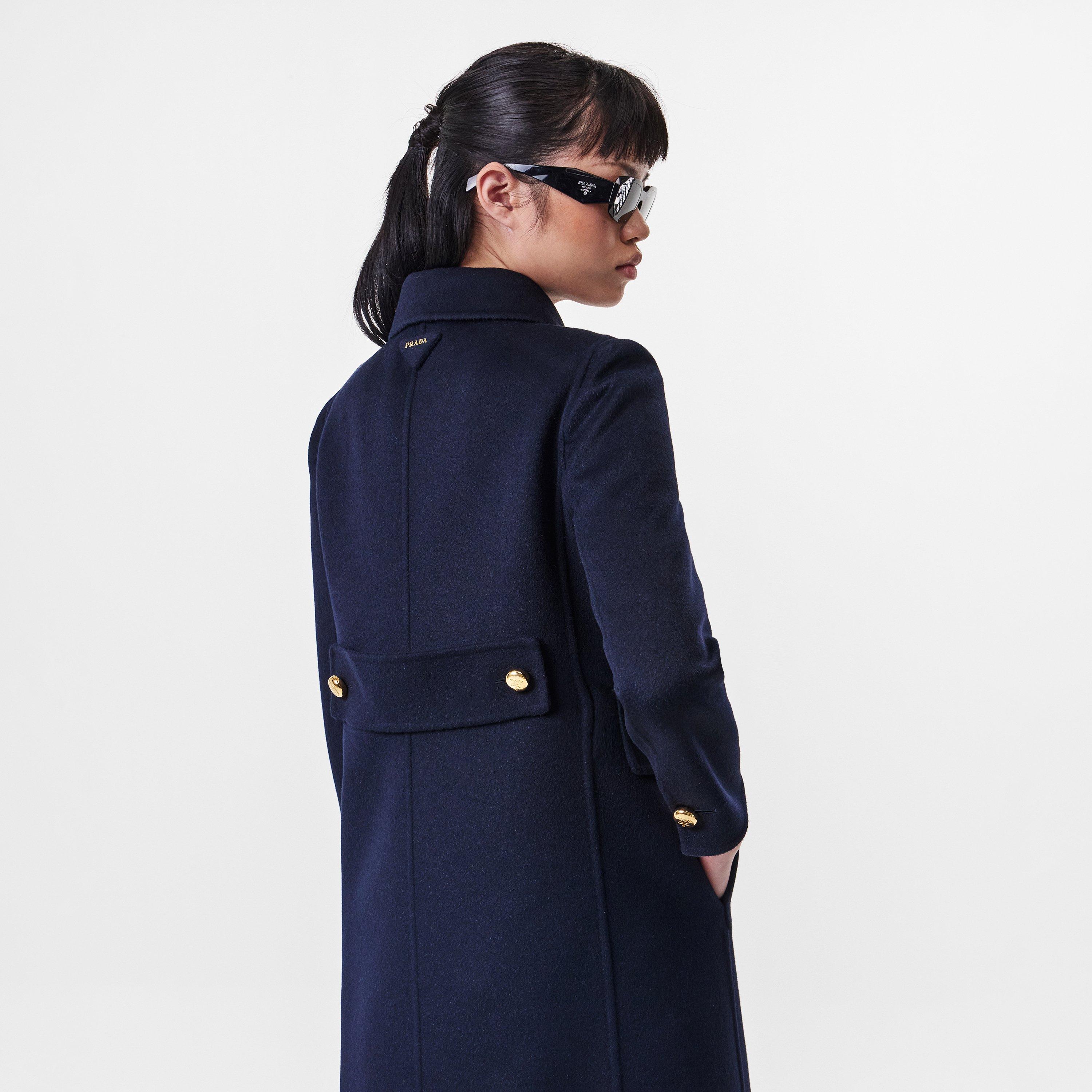 Bleu - Prada - Women's Cash Cashmere Calf Length Long Sleeve Overcoat - 4