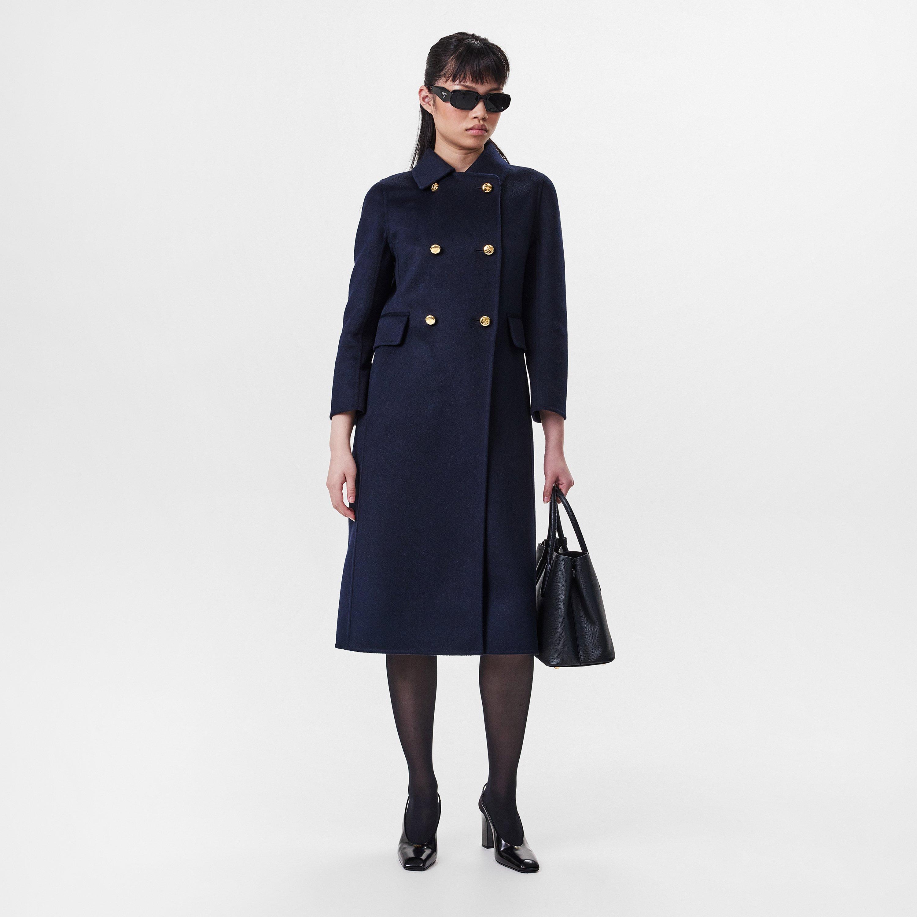Bleu - Prada - Women's Cash Cashmere Calf Length Long Sleeve Overcoat - 6