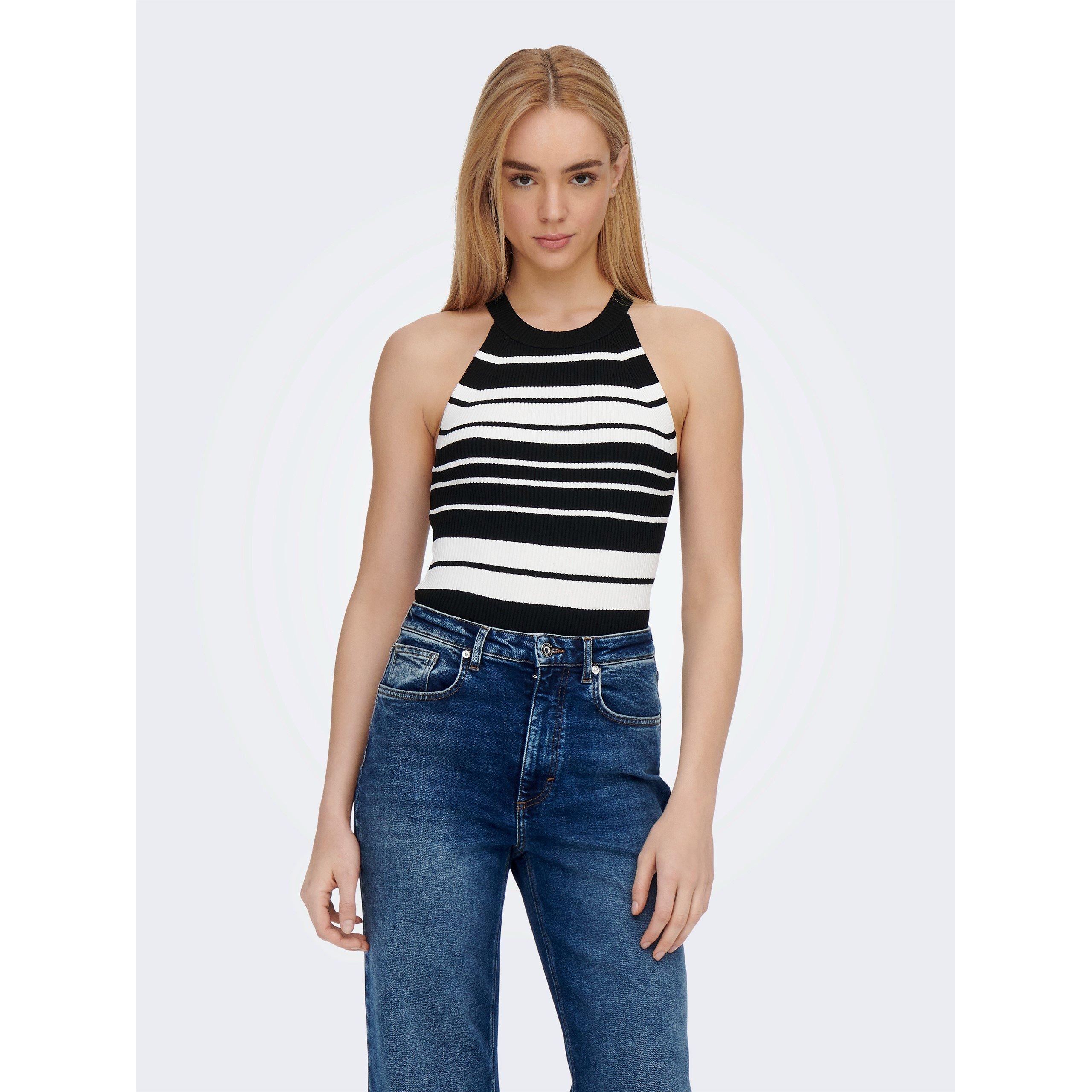 Black - Only - Women's Edna Knitted T-Shirt Top - 2