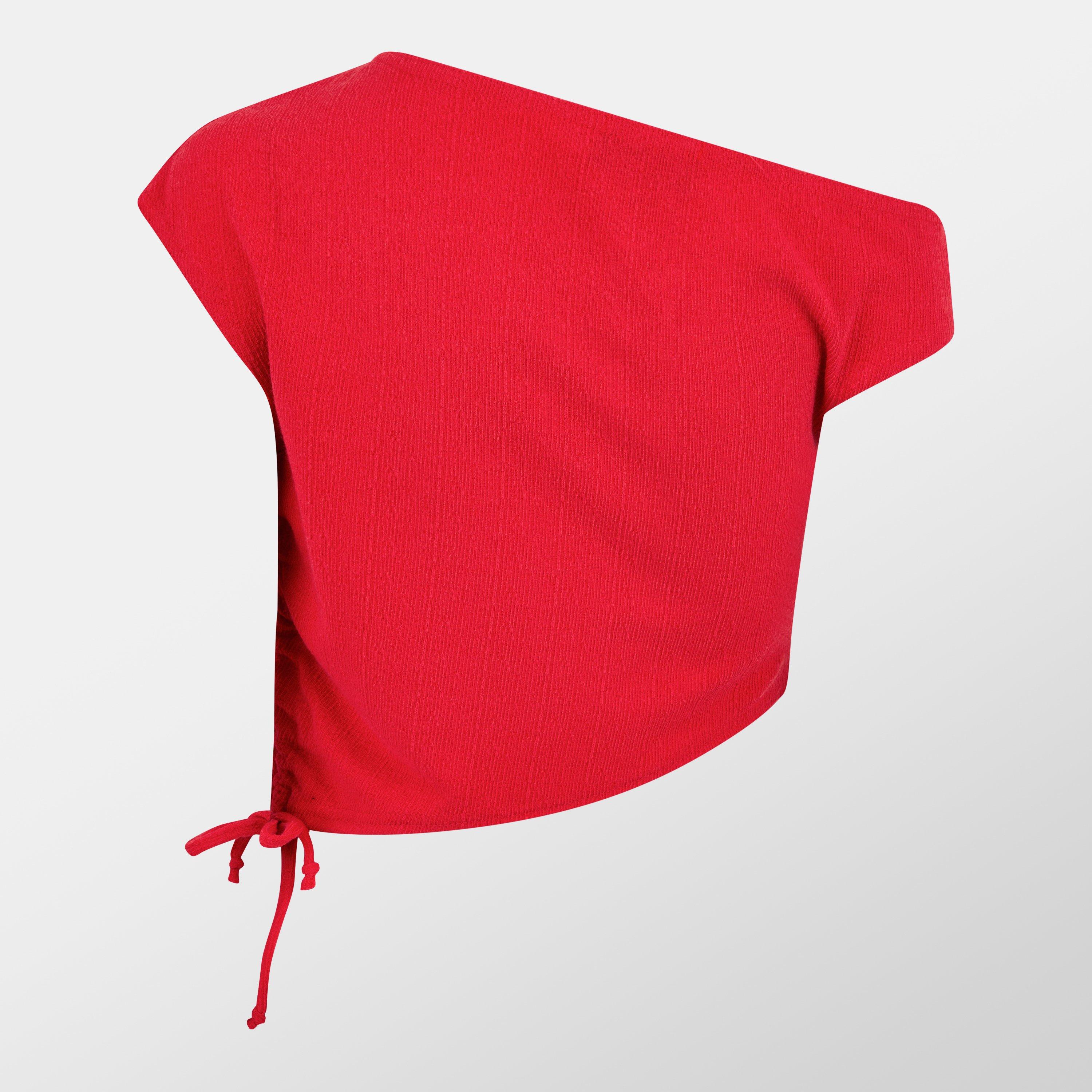 Red - Missy Empire - Off The Shoulder Ruched Crop Top - 2