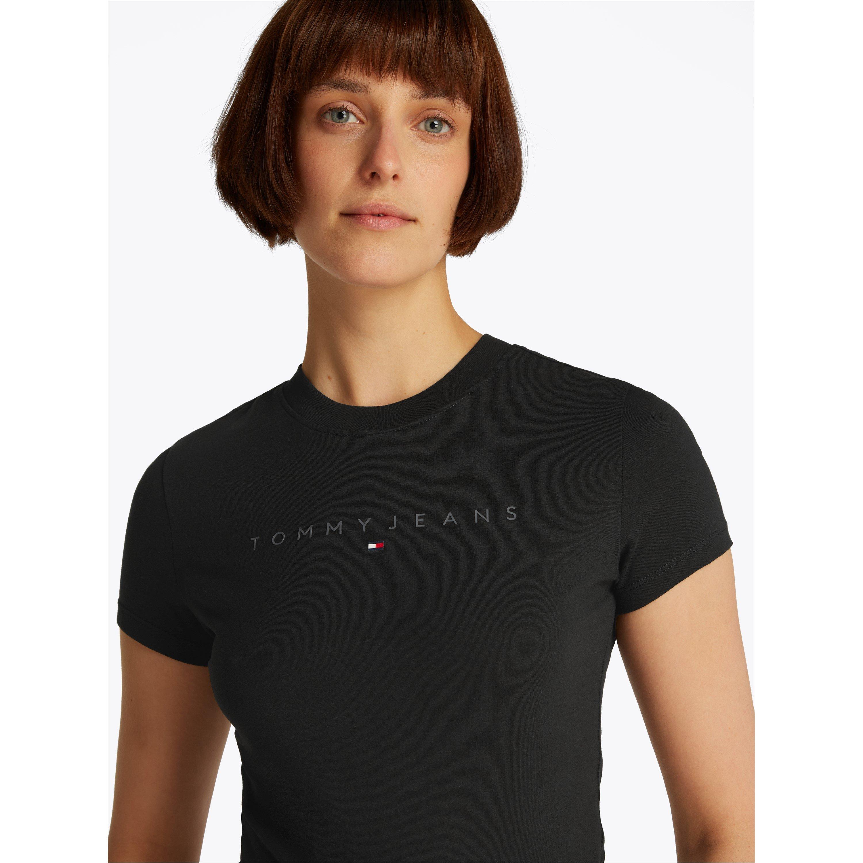 Zwarte BDS - Tommy Jeans - Women's Slim Tonal Linear Regular Fit T-Shirt - 4