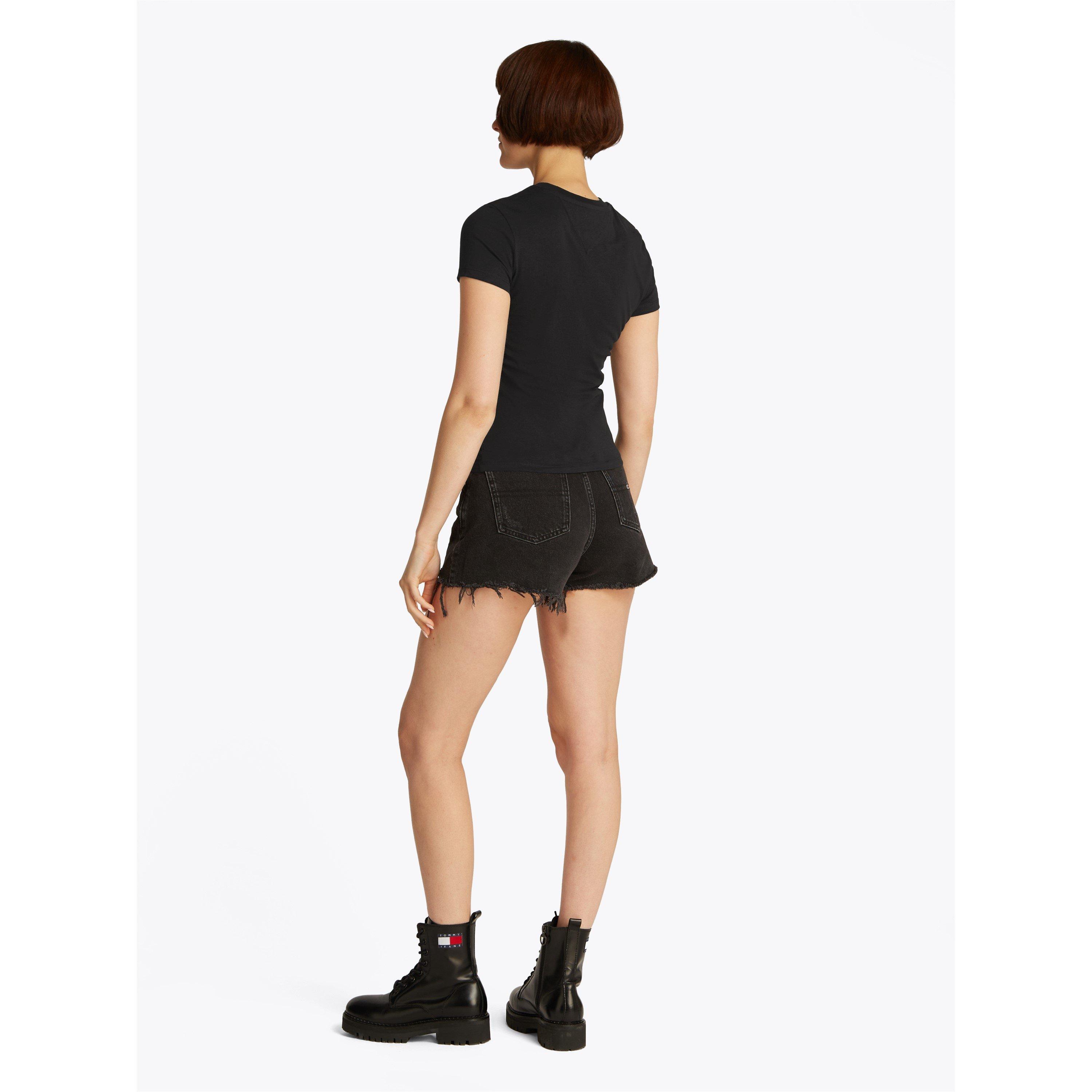 Zwarte BDS - Tommy Jeans - Women's Slim Tonal Linear Regular Fit T-Shirt - 6