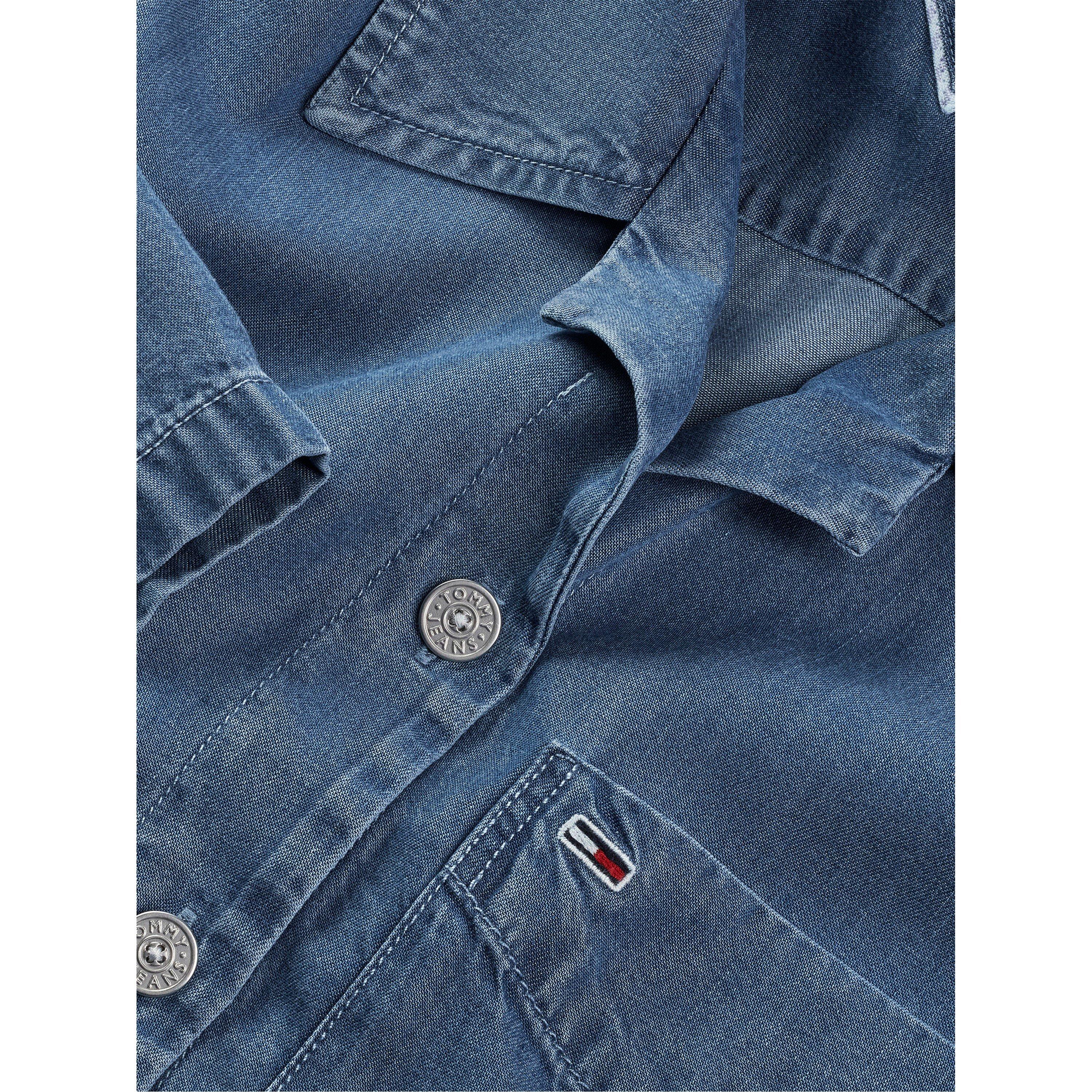 Denim Medium - Tommy Jeans - Women's Chambray Tie Short-Sleeve Plain Shirt - 7