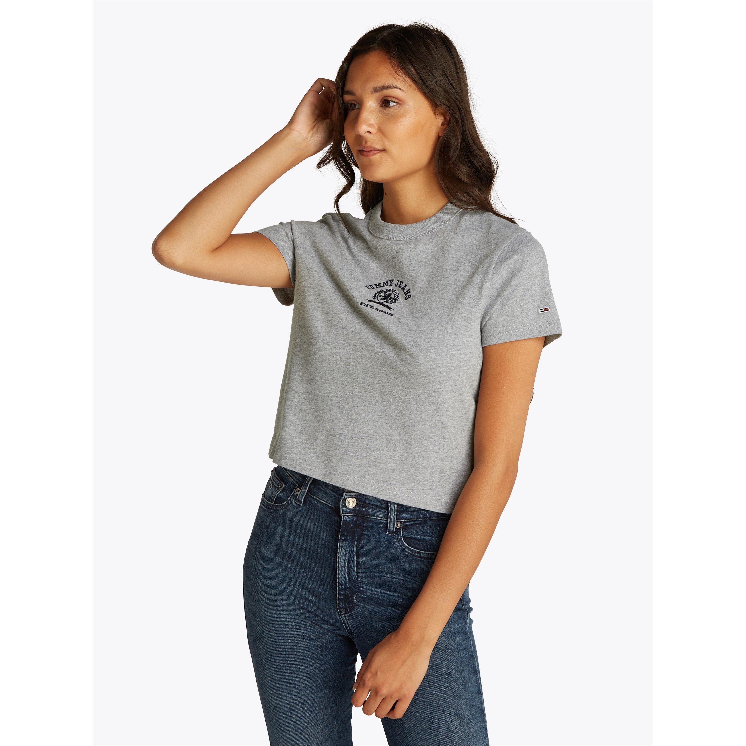 Grey Htr - Tommy Jeans - Women's Varsity Crest Crew Neck T-Shirt - 1