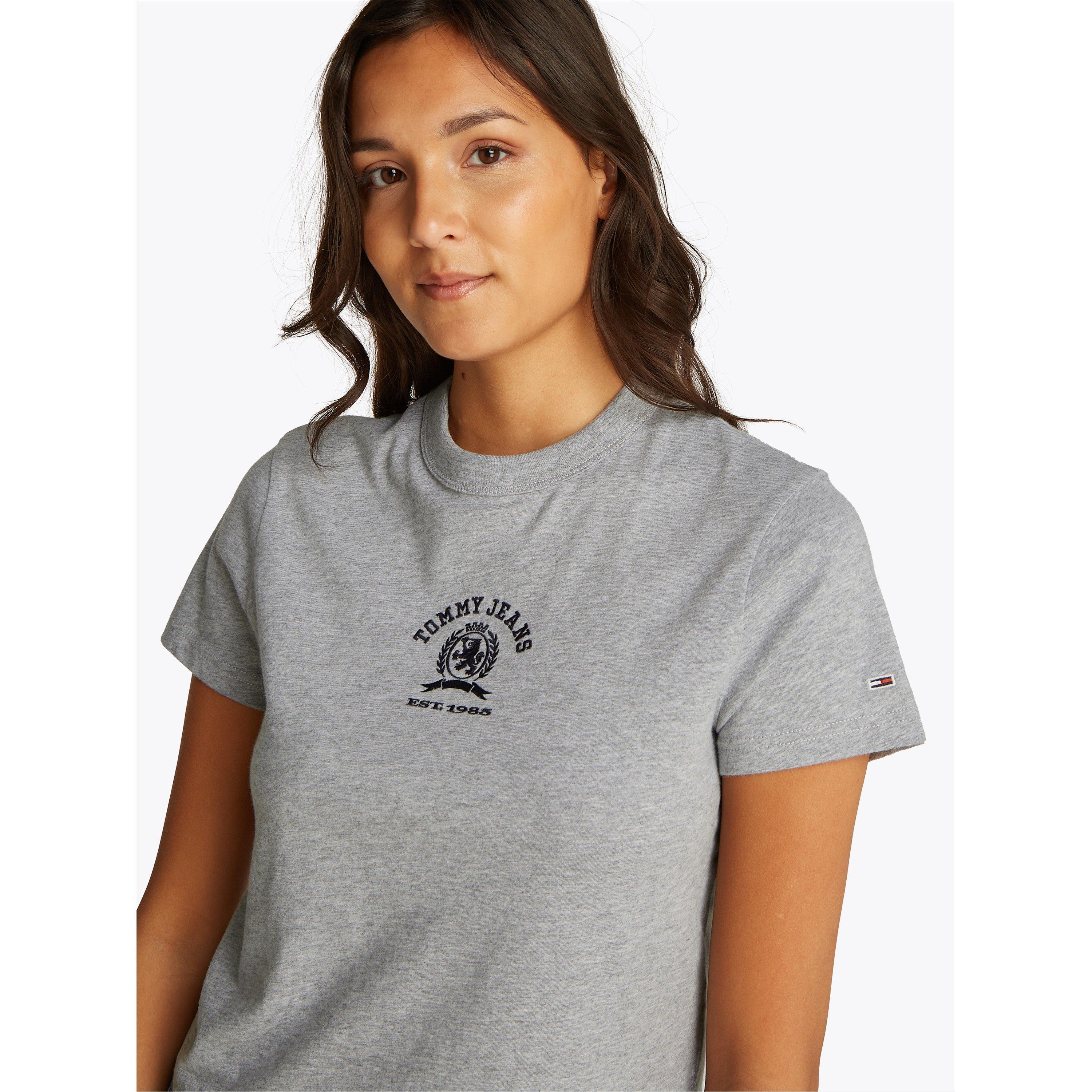Grey Htr - Tommy Jeans - Women's Varsity Crest T-Shirt - 2
