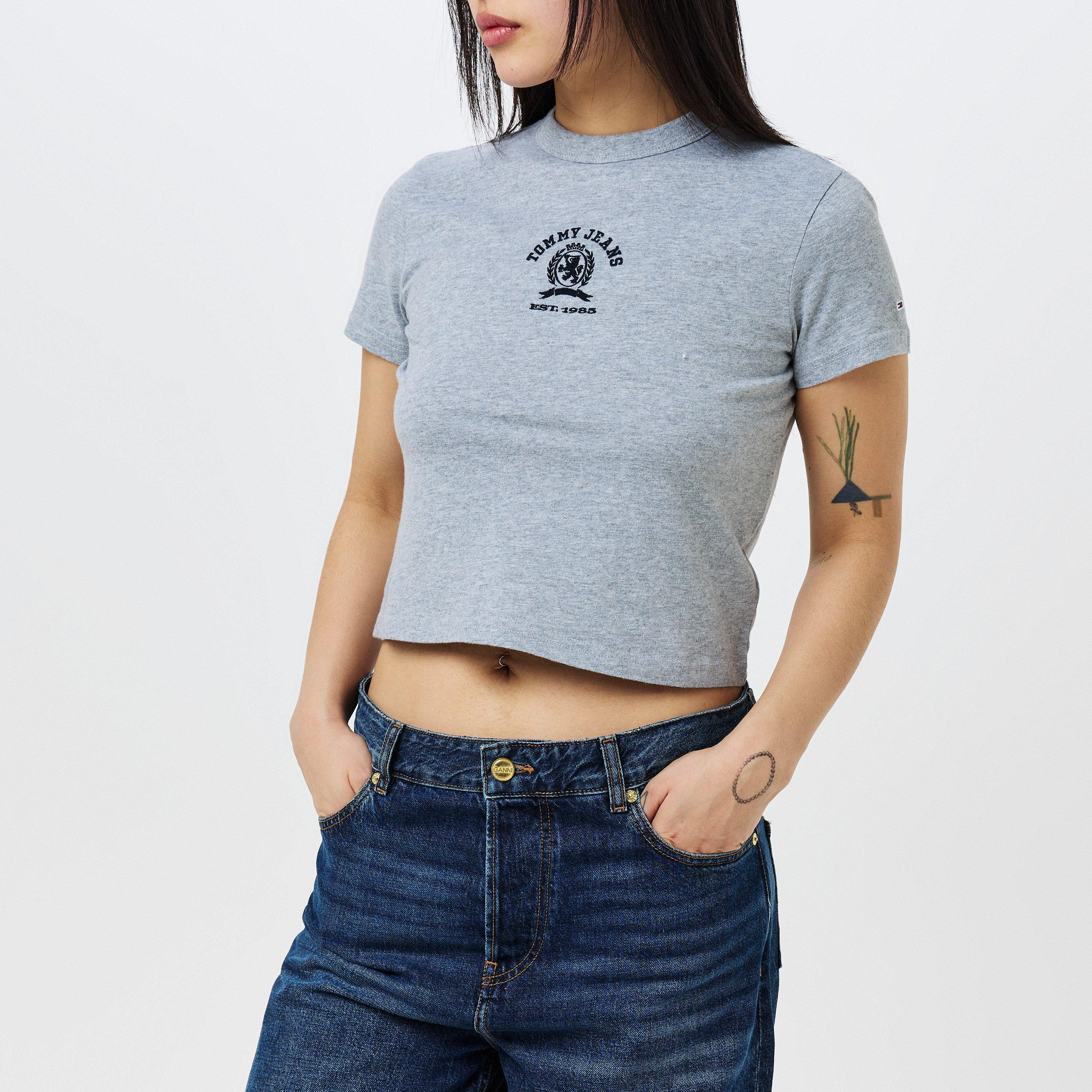 Grey Htr - Tommy Jeans - Women's Varsity Crest T-Shirt - 3
