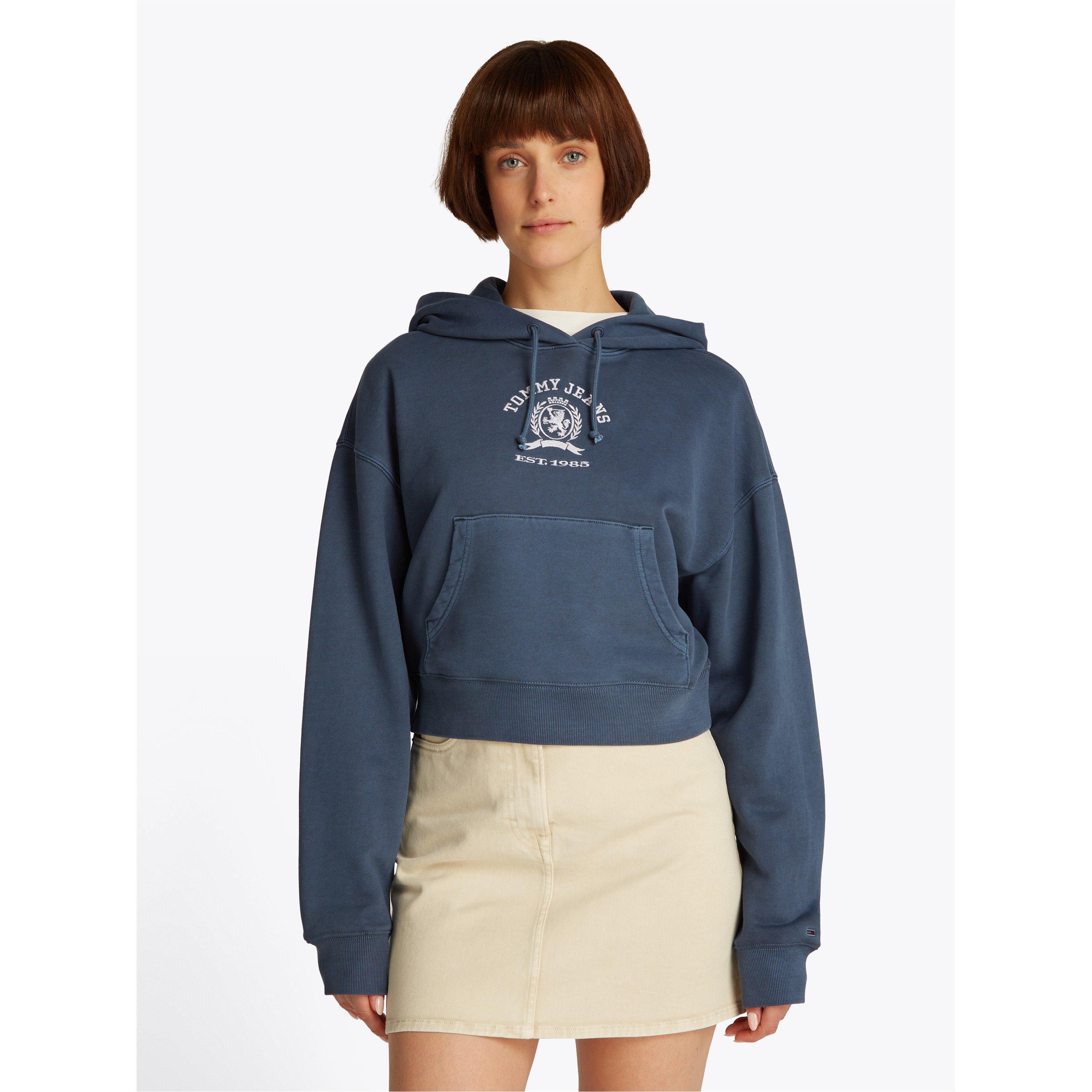 Mørk Nat Navy - Tommy Jeans - Women's Cropped Varsity Crest Hoodie - 1