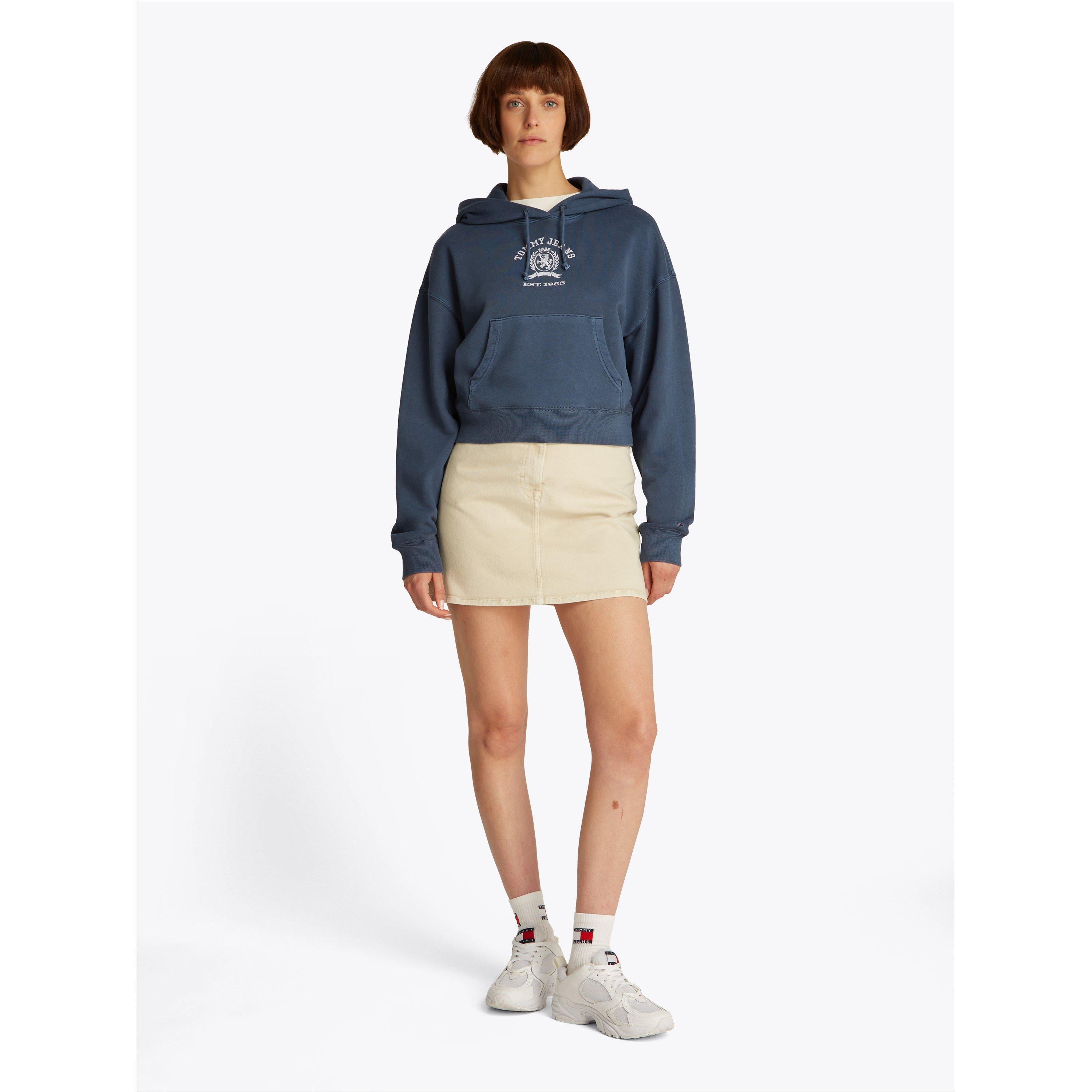 Mørk Nat Navy - Tommy Jeans - Women's Cropped Varsity Crest Hoodie - 3