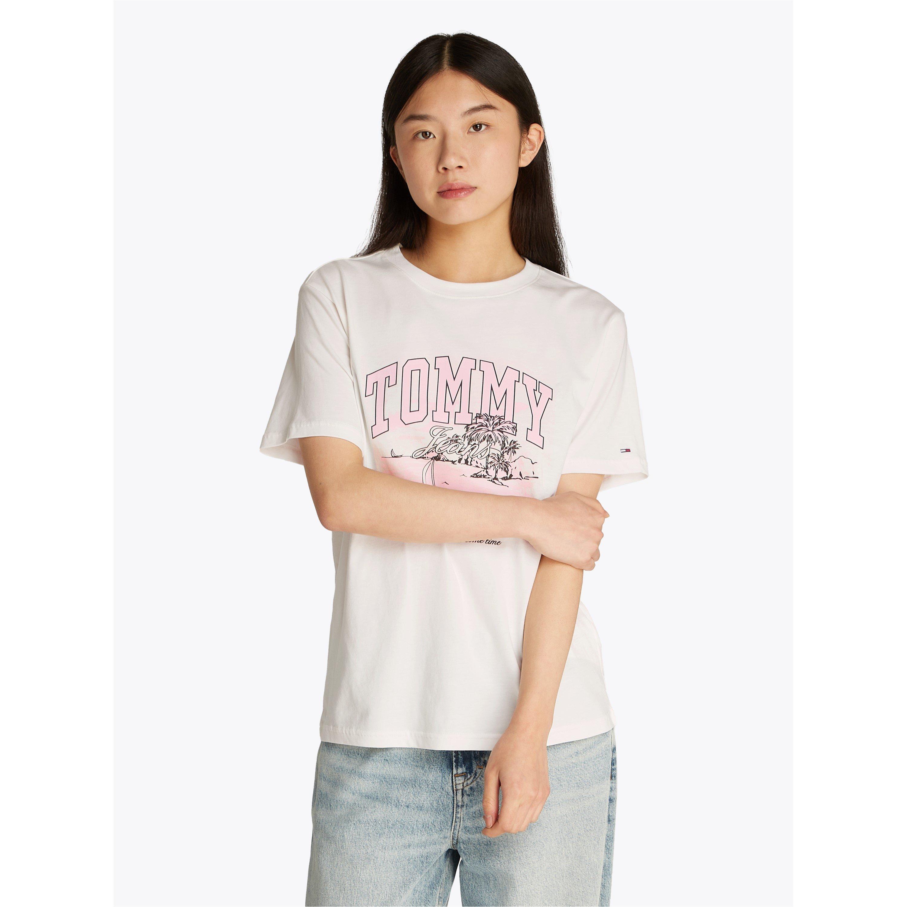 Ecru - Tommy Jeans - Women's Regular Fit Tonal Tropics T-Shirt - 3