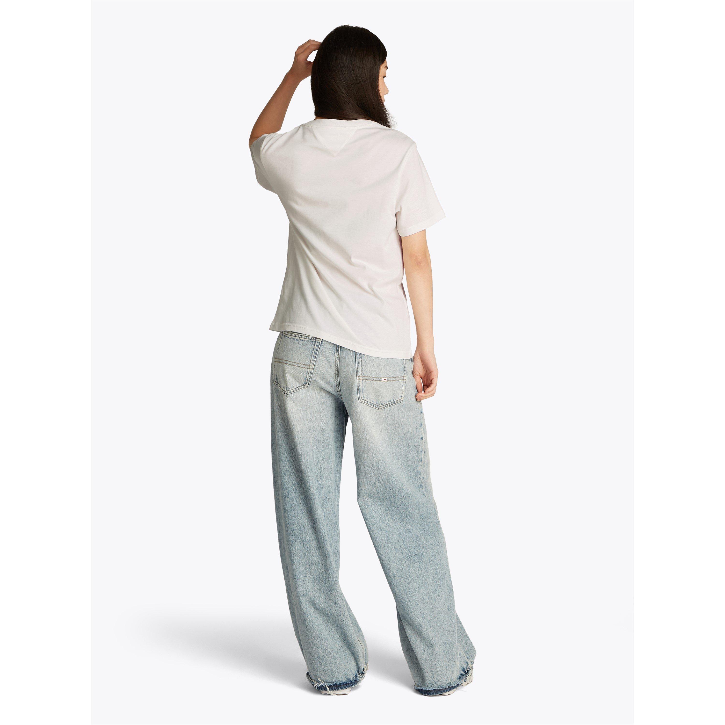 Ecru - Tommy Jeans - Women's Regular Fit Tonal Tropics T-Shirt - 6