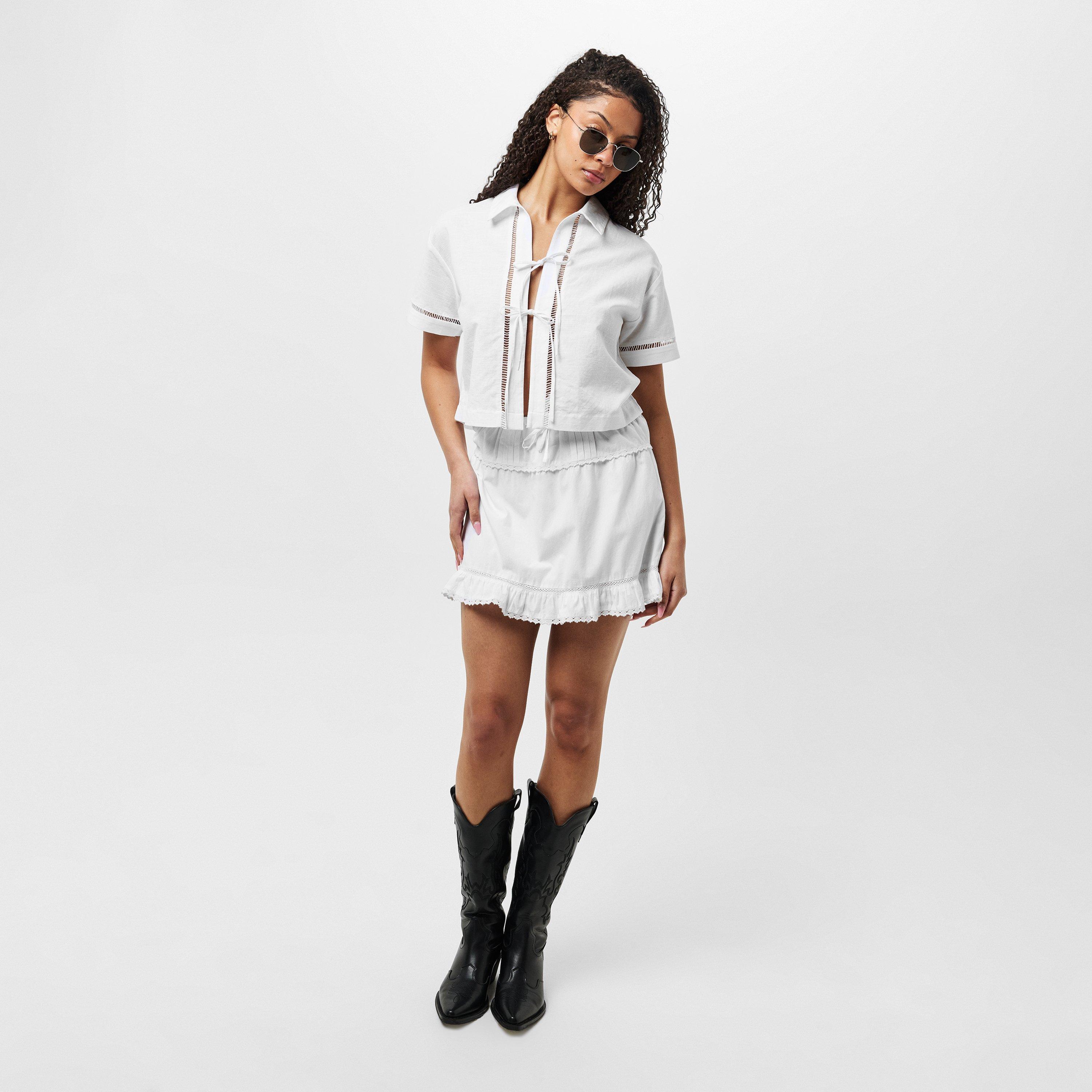 Bright White - Jack Wills - Linen Broderie Shirt - 6