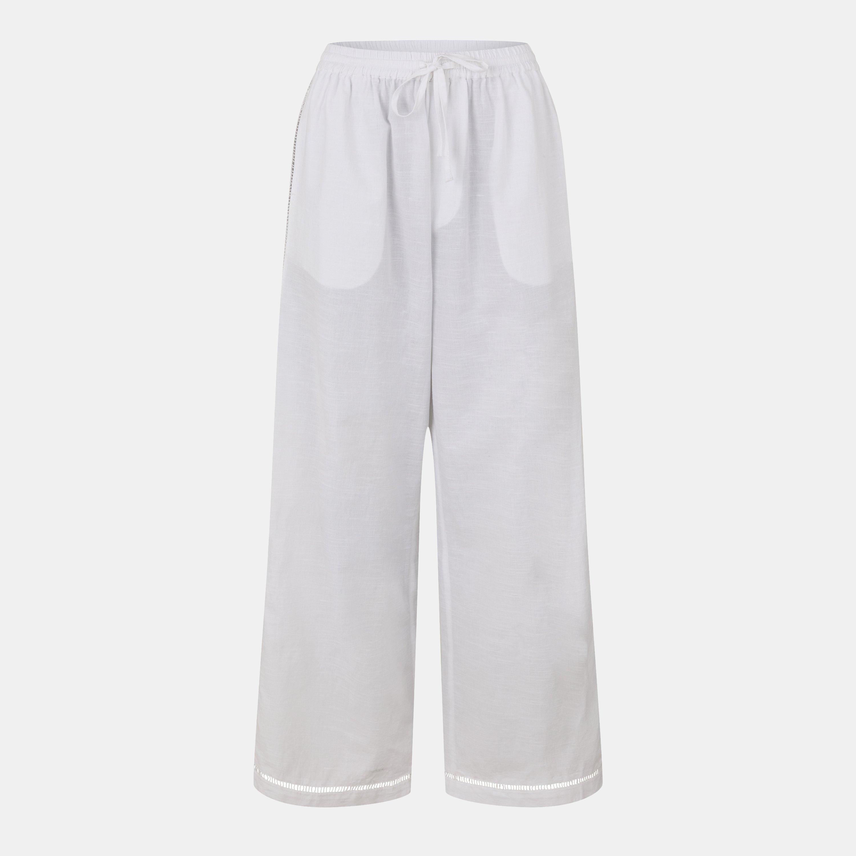Jack Wills Women's Linen Trousers - Bright White - 6 (2XS)