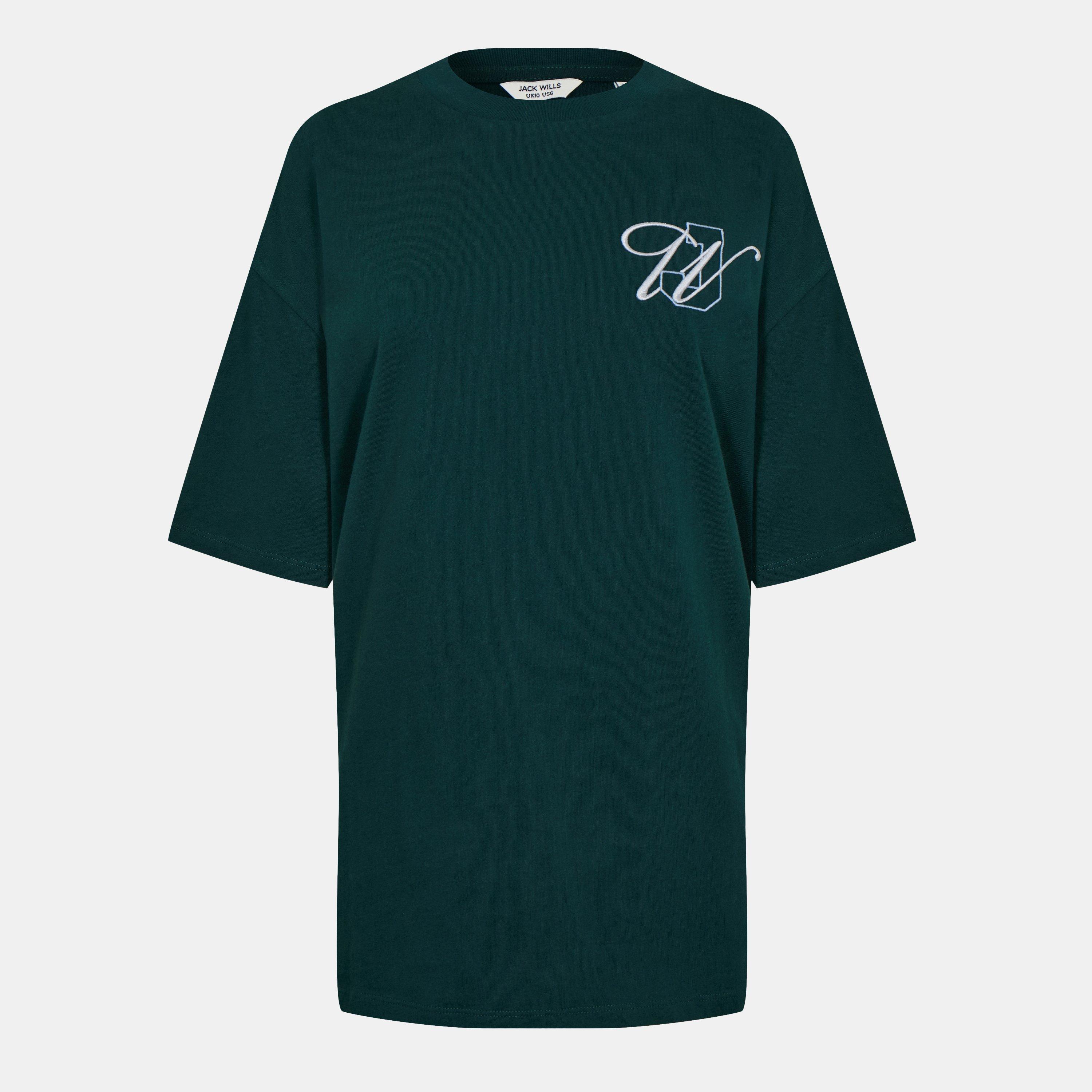 Dark Green - Jack Wills - Women's JW Oversized Applique T-Shirt - 1