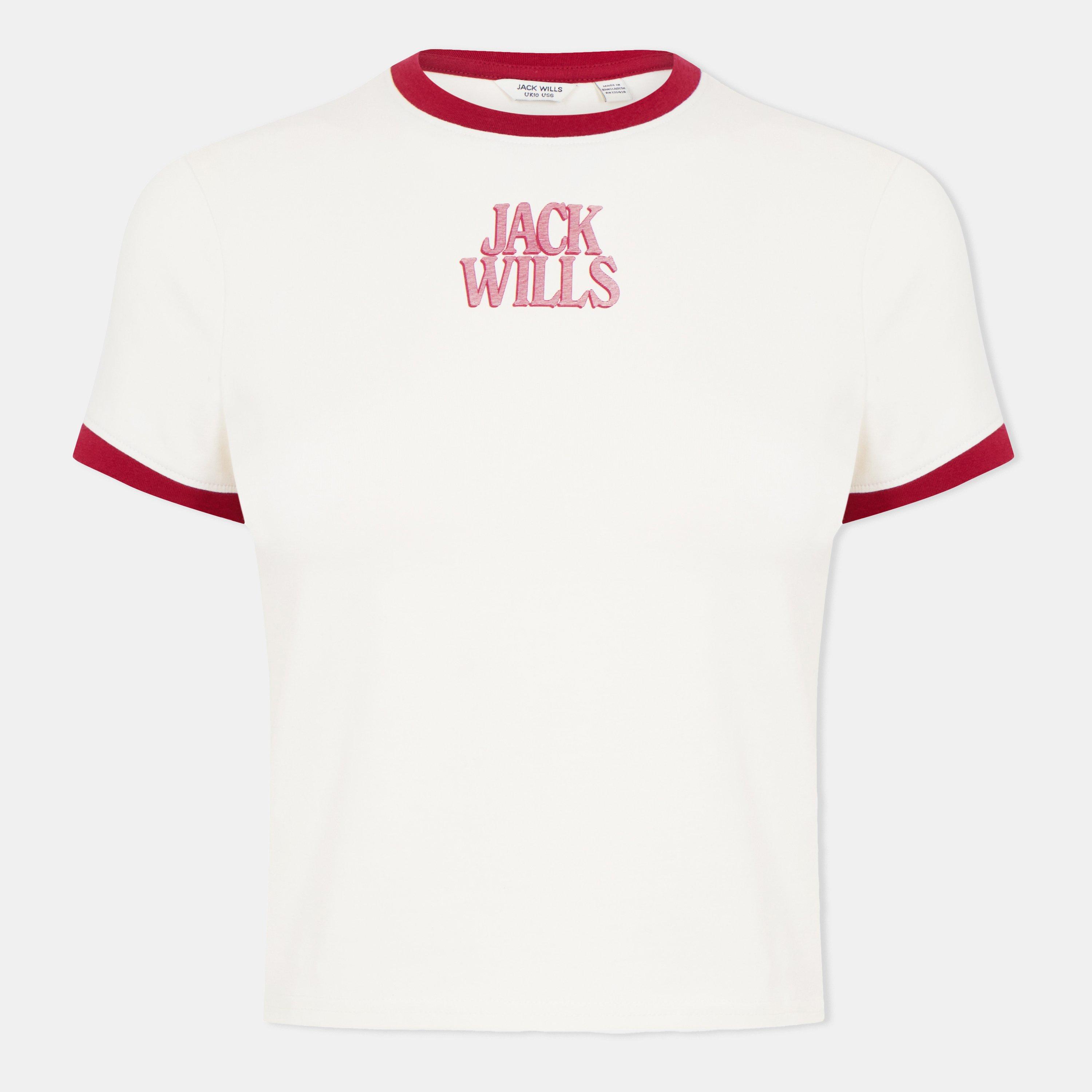 White/Red - Jack Wills - Women's Pop Graphic Baby Slim Fit T-Shirt - 1