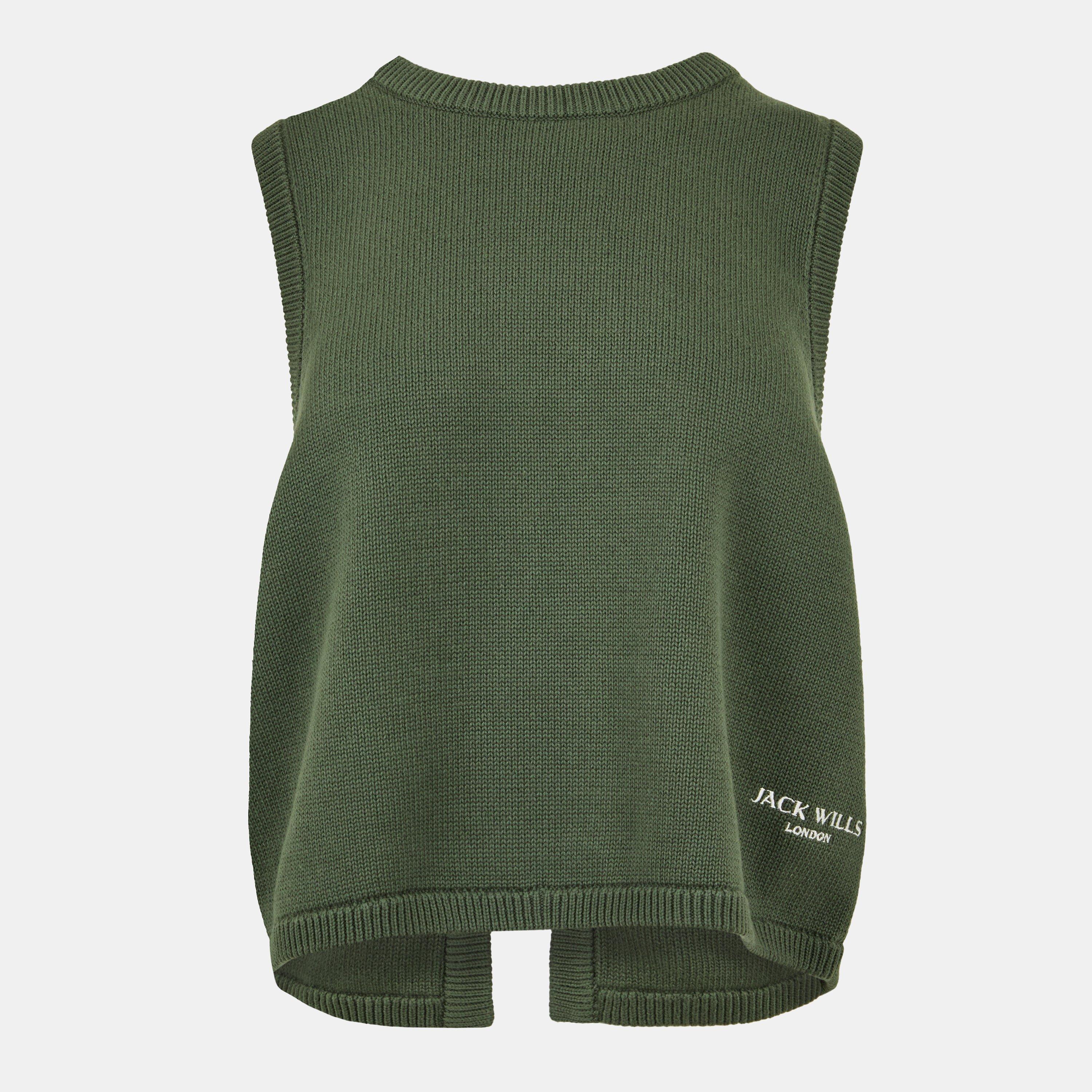 Khaki - Jack Wills - Women's Open Back Sweater Vest - 1