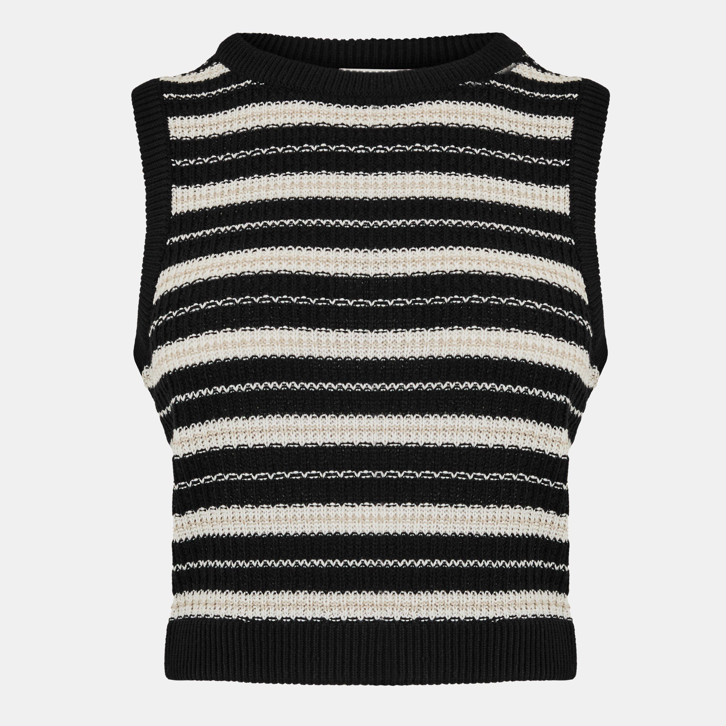 Jack Wills Women's Crochet Sweater Vests - Carbon Stripe - 6 (2XS)