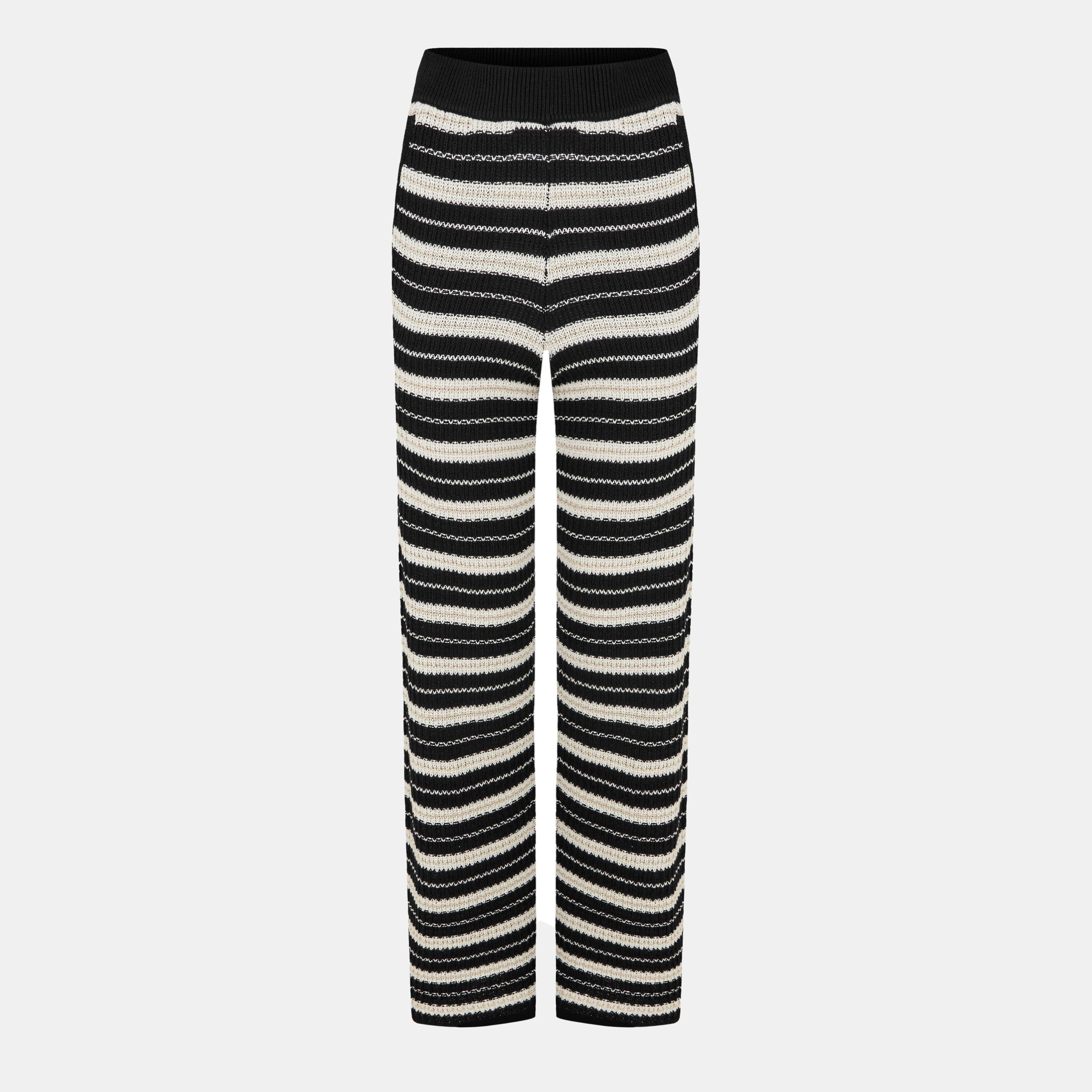 Jack Wills Women's Crochet Knitted Trousers - Carbon Stripe - 12 (M)