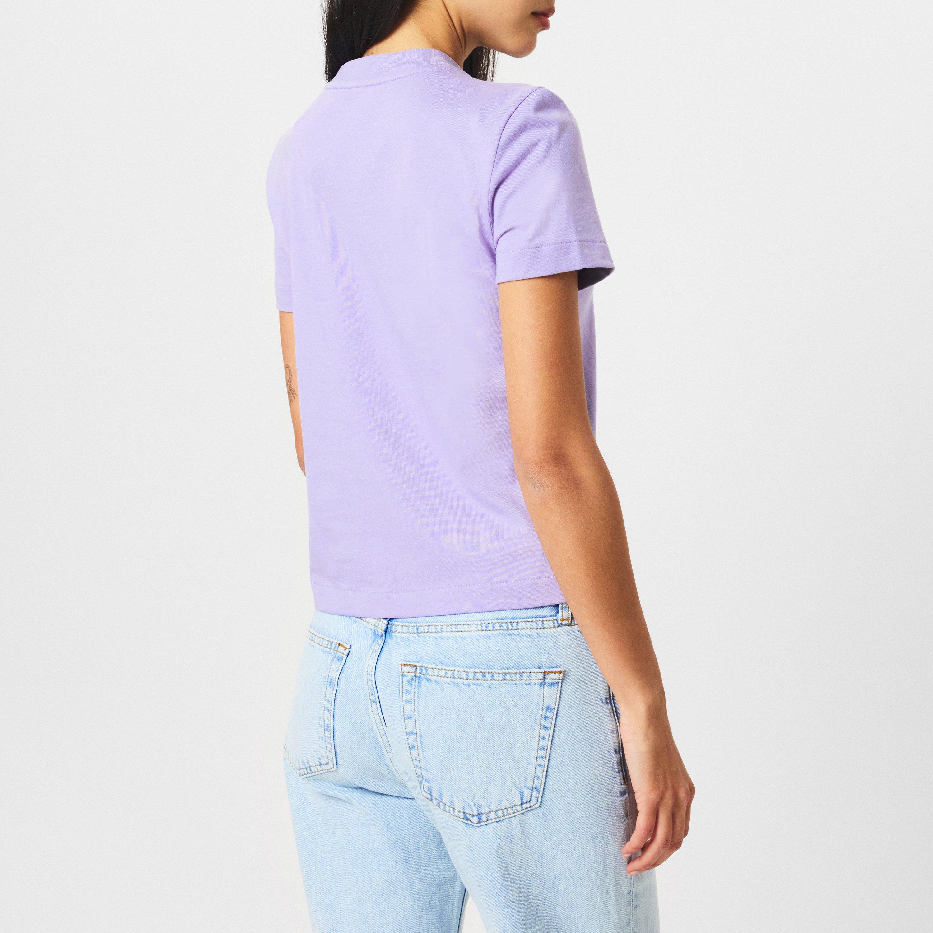 Languid Lavendr - Calvin Klein Jeans - Women's Short Sleeve Flocked Logo Cotton Regular Fit T-Shirt - 4