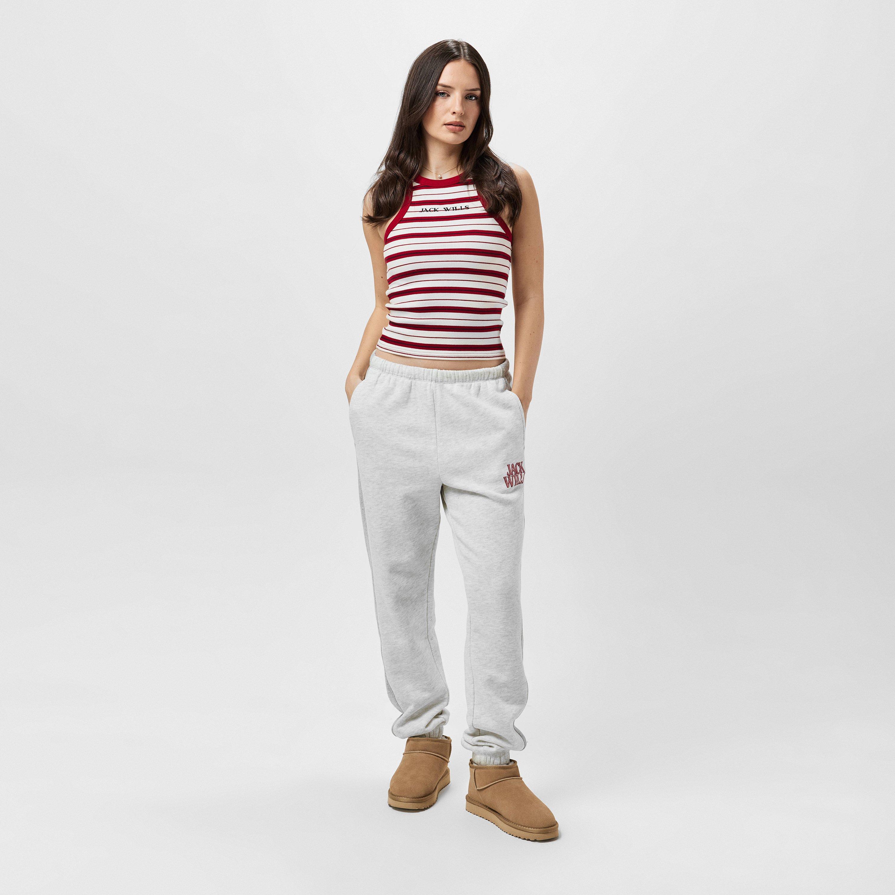 Lilla Heather - Jack Wills - JW Contrast Logo Closed Hem Fleece Joggers - 4