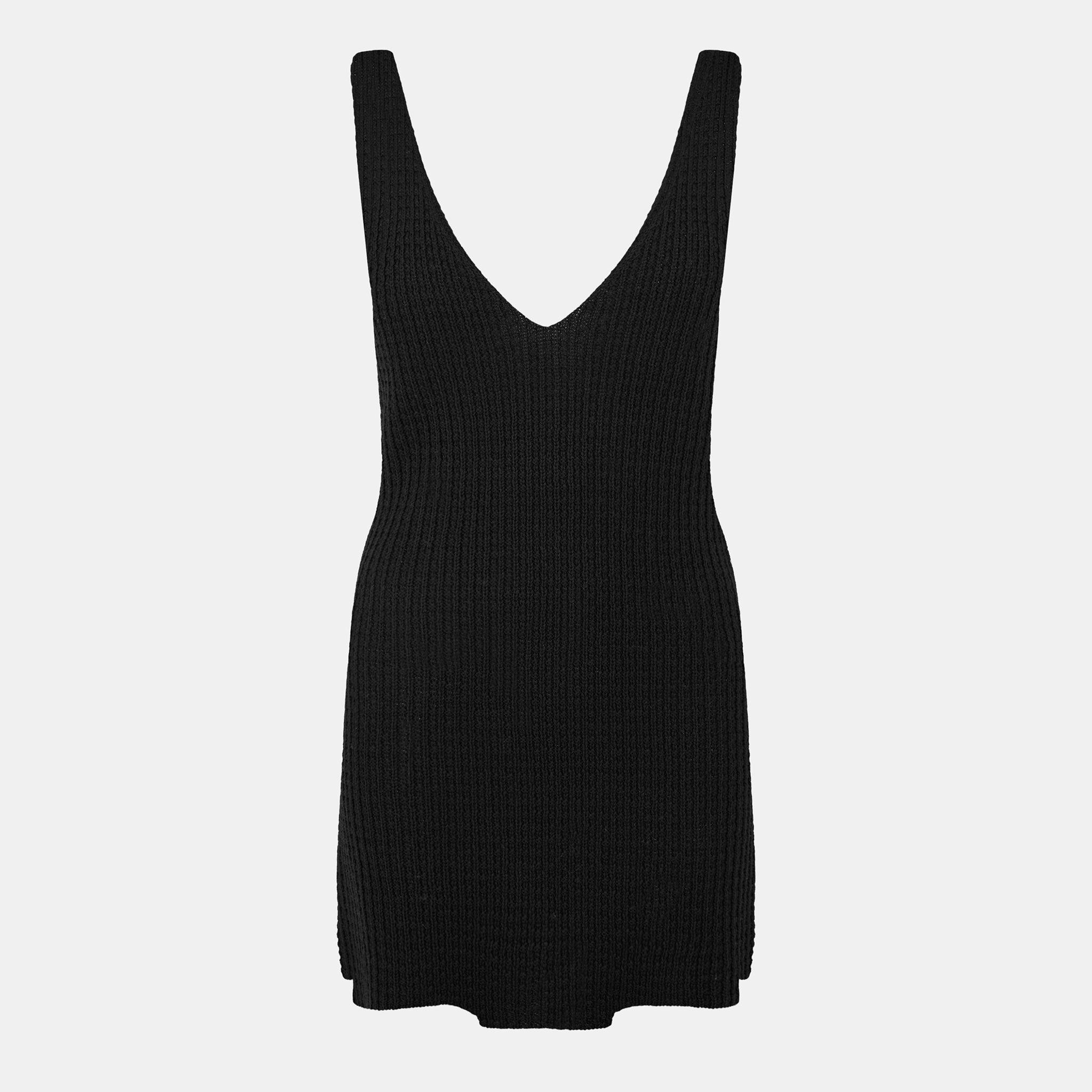 Black - Jack Wills - Women's Stitchy V-Neck Mini Knitted Jumper Dress - 1