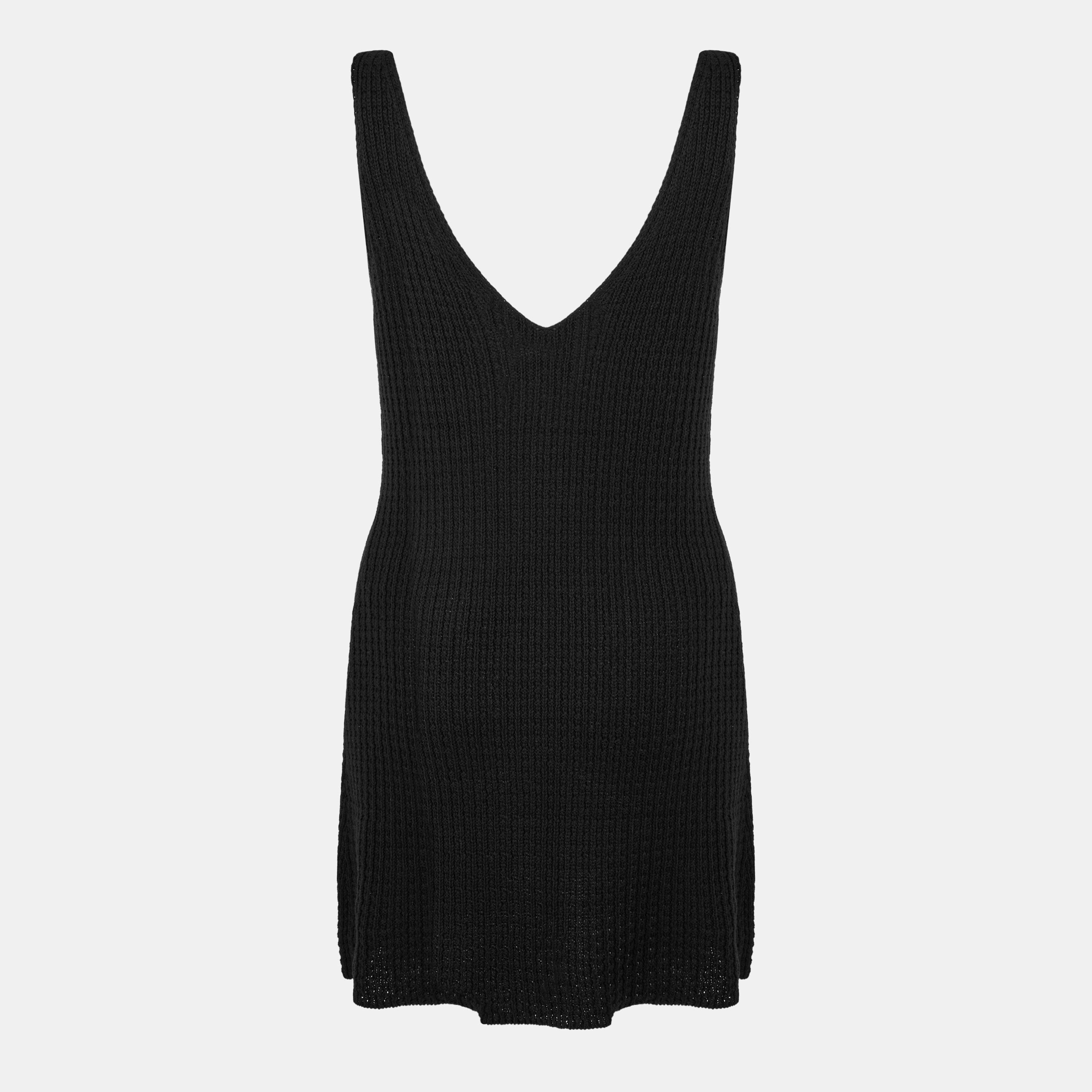 Black - Jack Wills - Stitchy V-Neck Mini Knitted Jumper Dress - 2